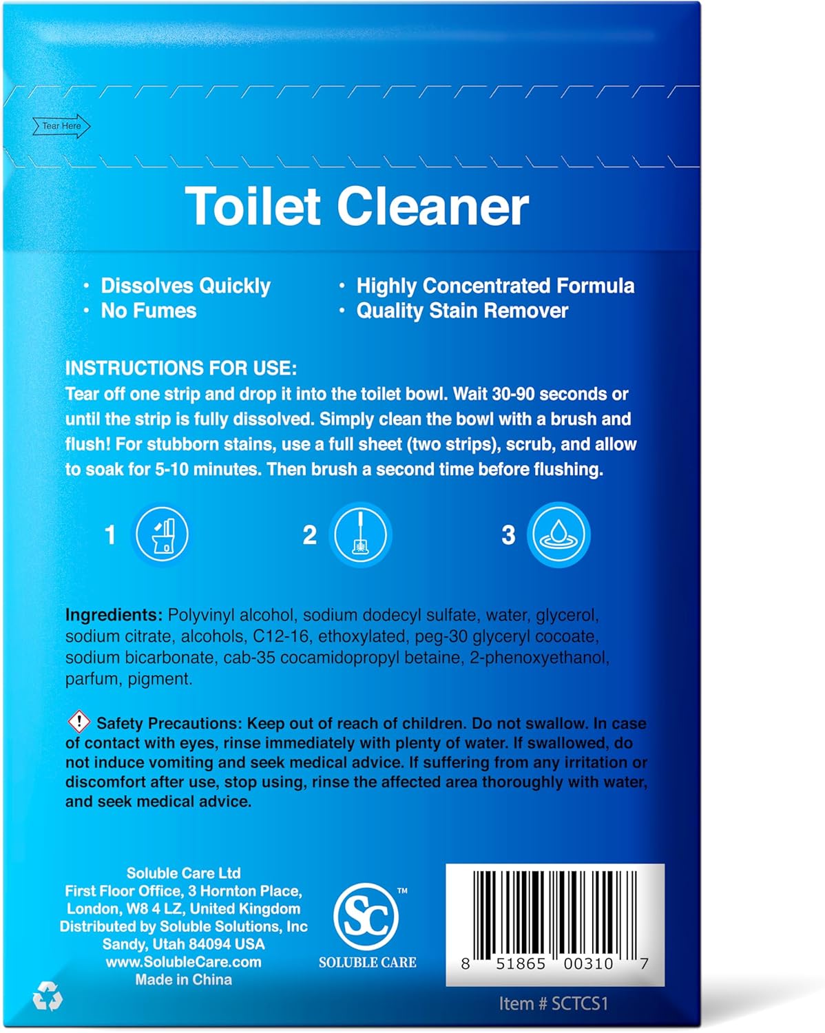 Soluble Care Dissolvable Toilet Cleaner Sheets 40 Pack Pine Scent