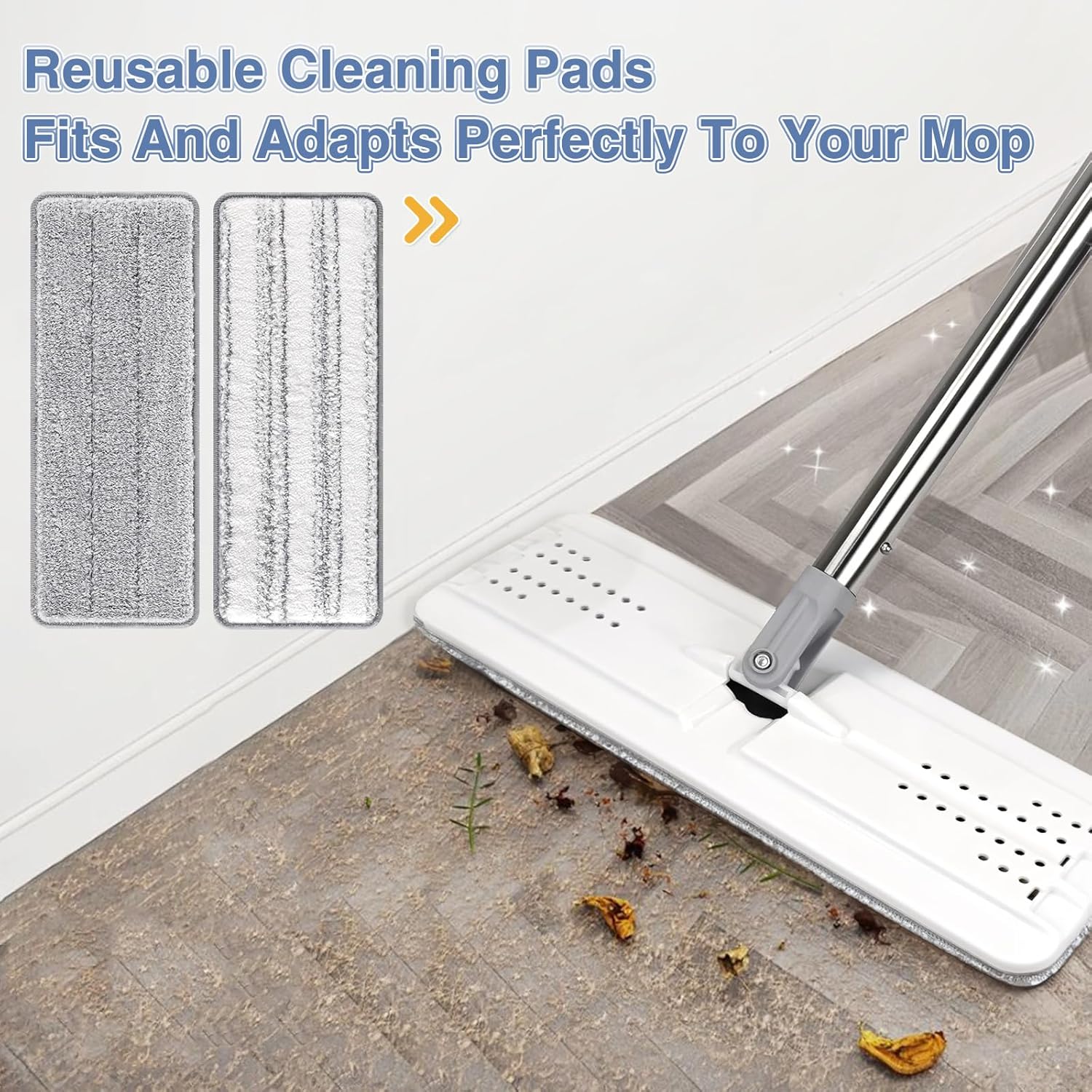 Zeekech Flat Mop Head Replacement Pads 13 x 49 GreyStripe