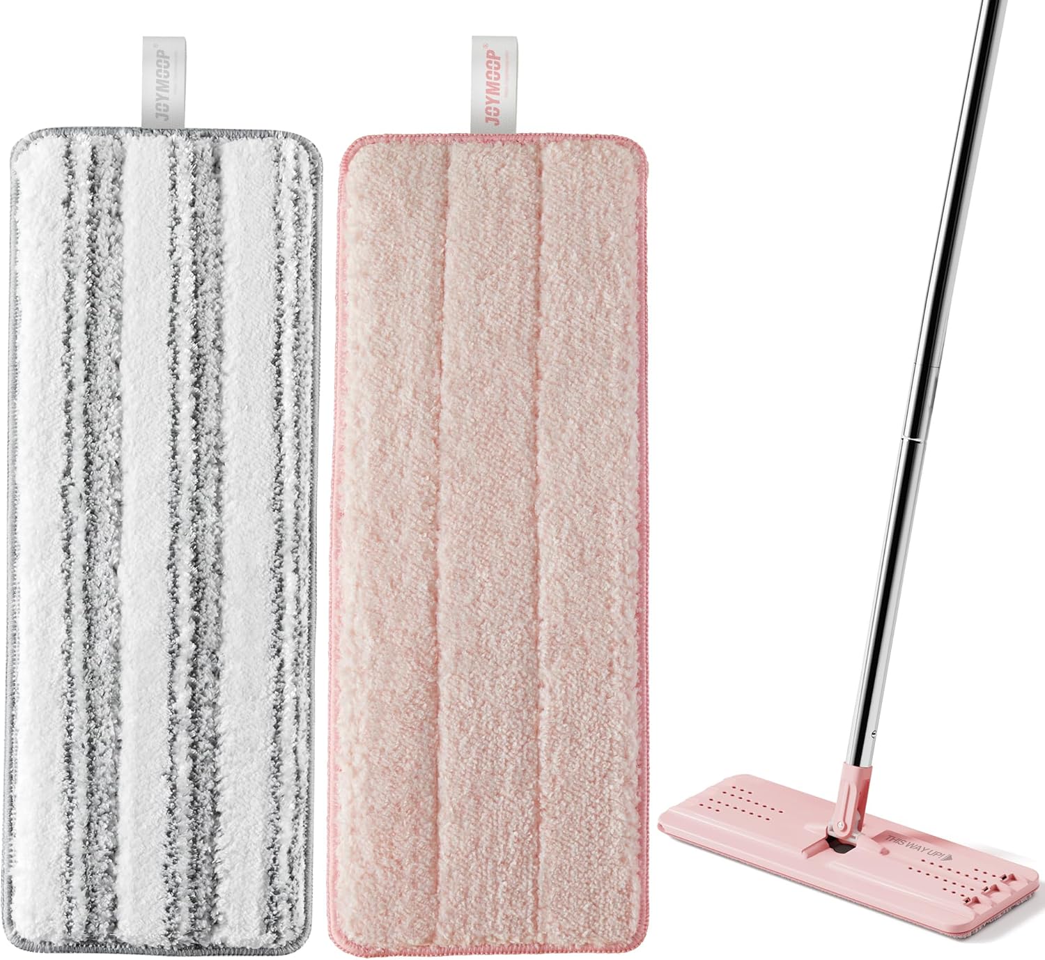 JOYMOOP Microfiber Mop Pads - Stripe Pink Pack of 2