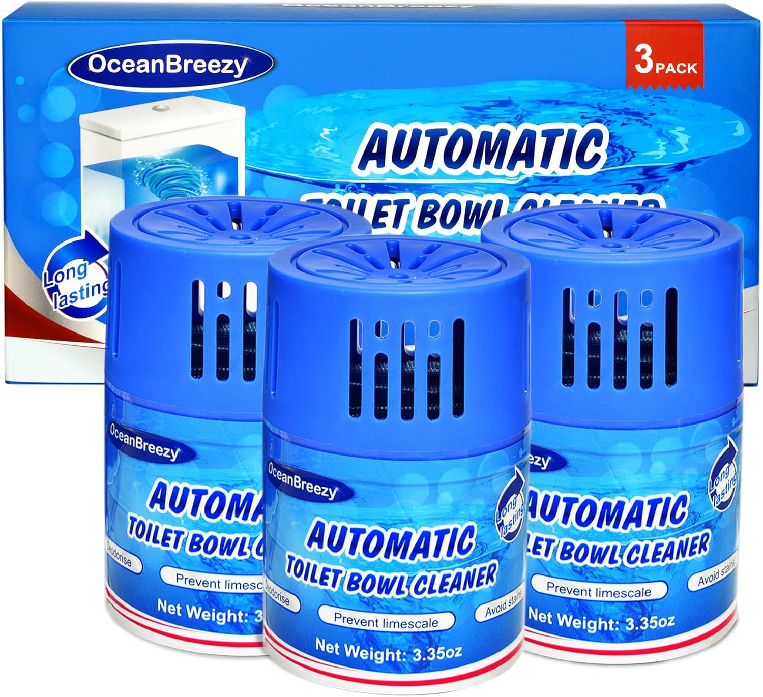OceanBreezy Toilet Cleaner Tablets 3 Bottles Set