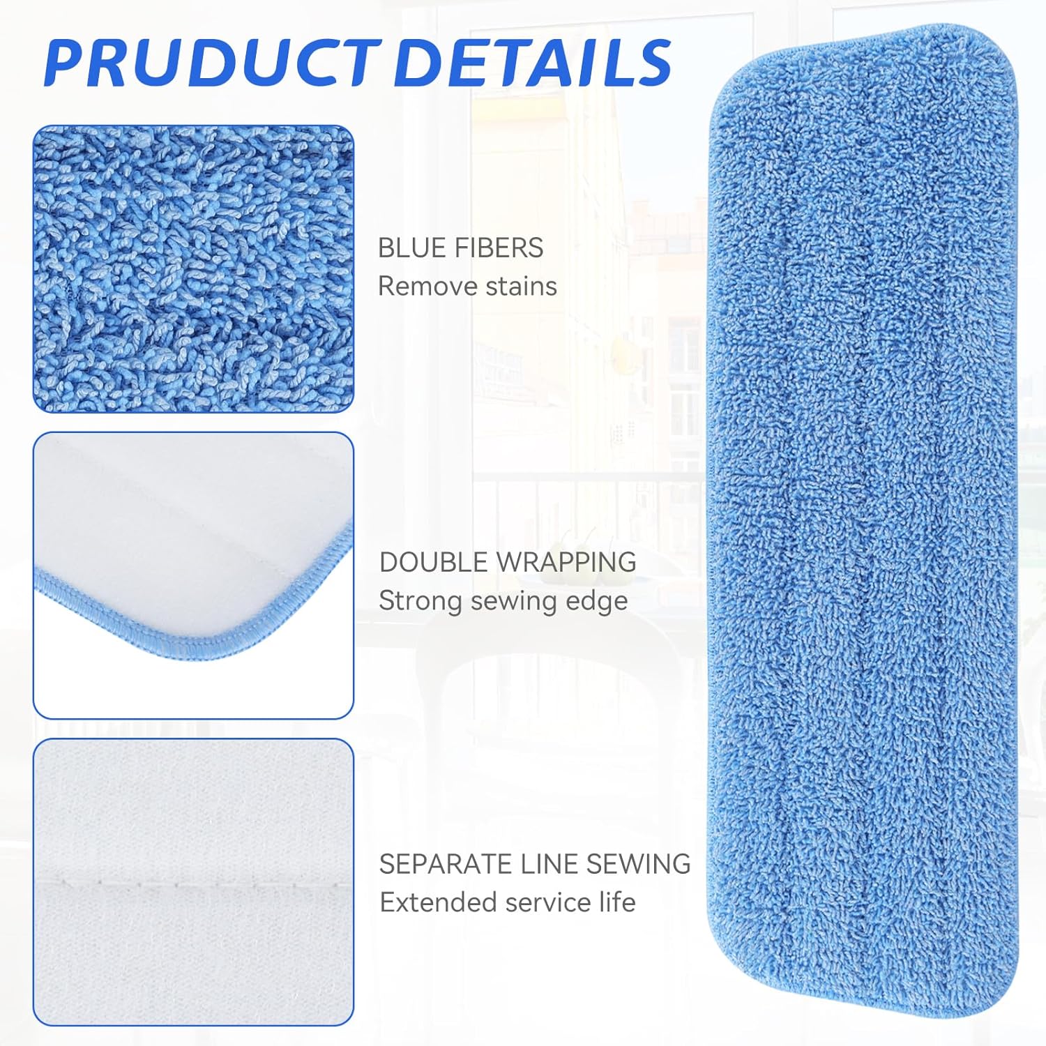 BeiLan Replacement Microfiber Mop Pad 10 Pack 18 17