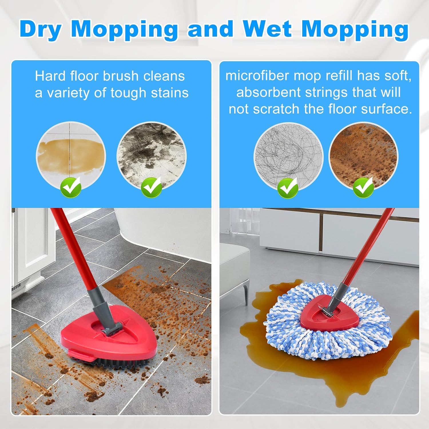 Hezane 2 Replacement Mop Heads for O-Cedar EasyWring