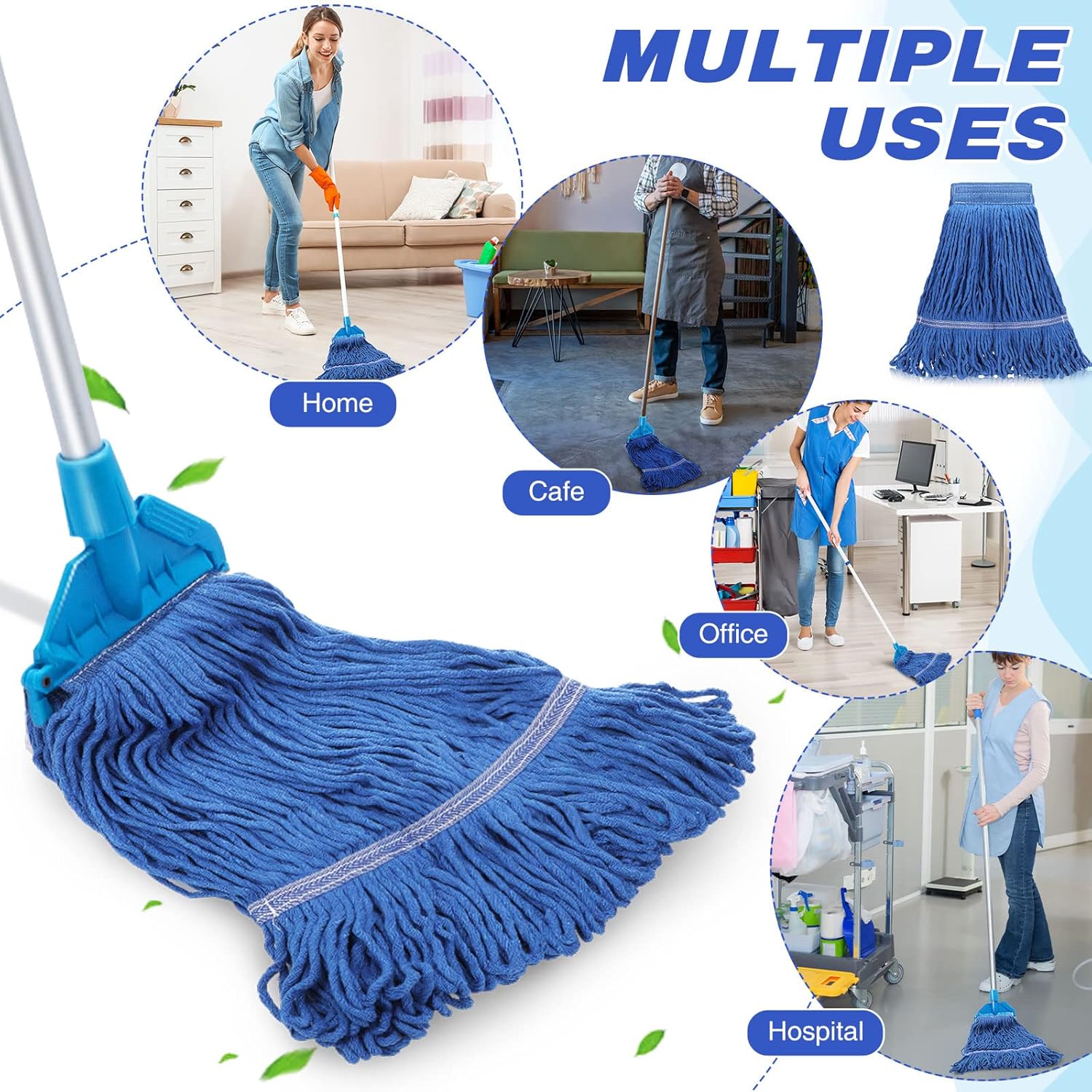 16 Pack Heavy Duty Cotton Mop Head Replacements