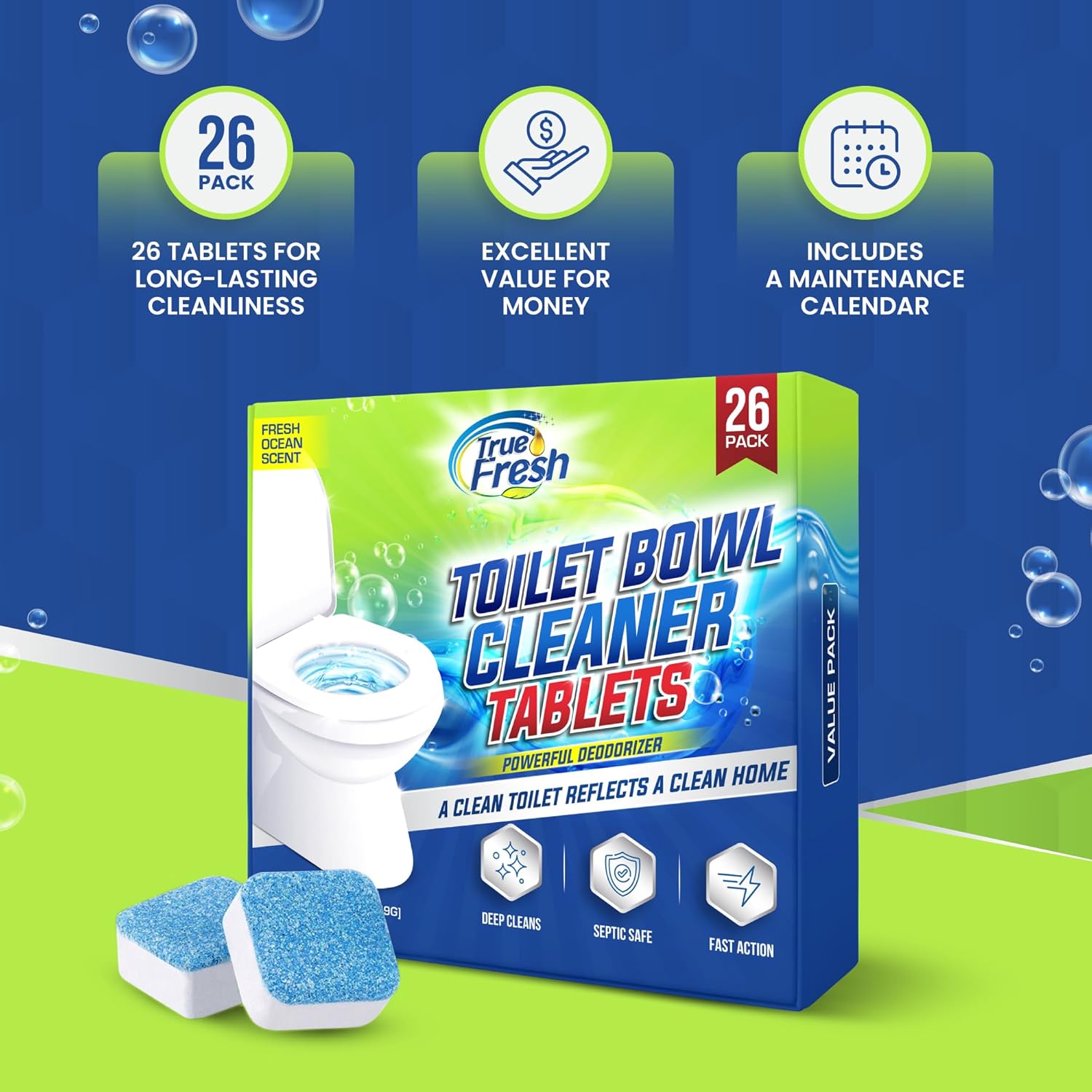 True Fresh Toilet Bowl Cleaner Tablets 26 Pack