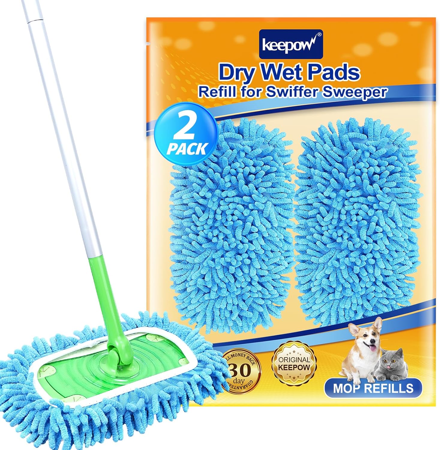 KEEPOW Reusable Microfiber Mop Pads 2 Pack 1