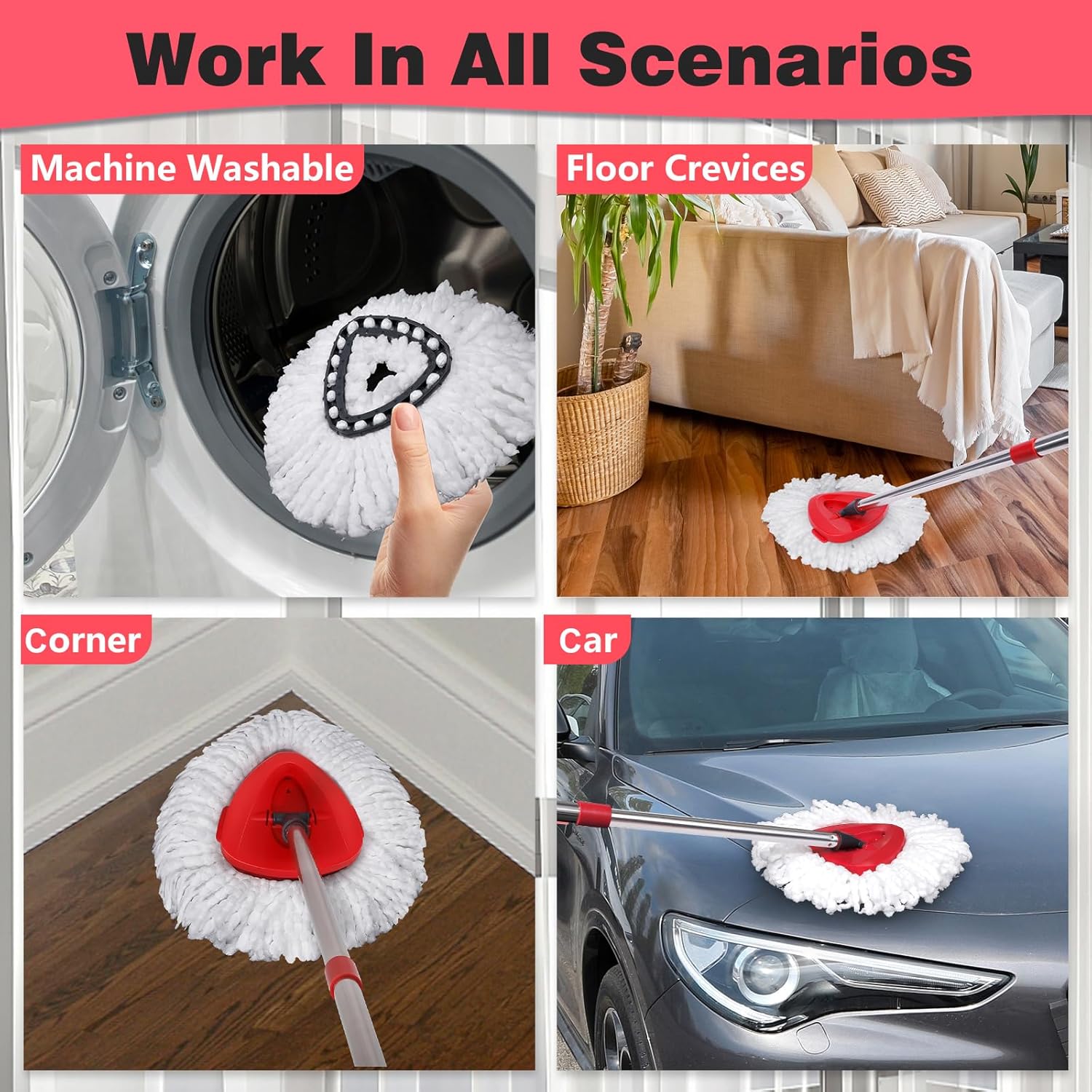 BOCA STORY 4Pcs Spin Mop Refill Combo for O-Ceda