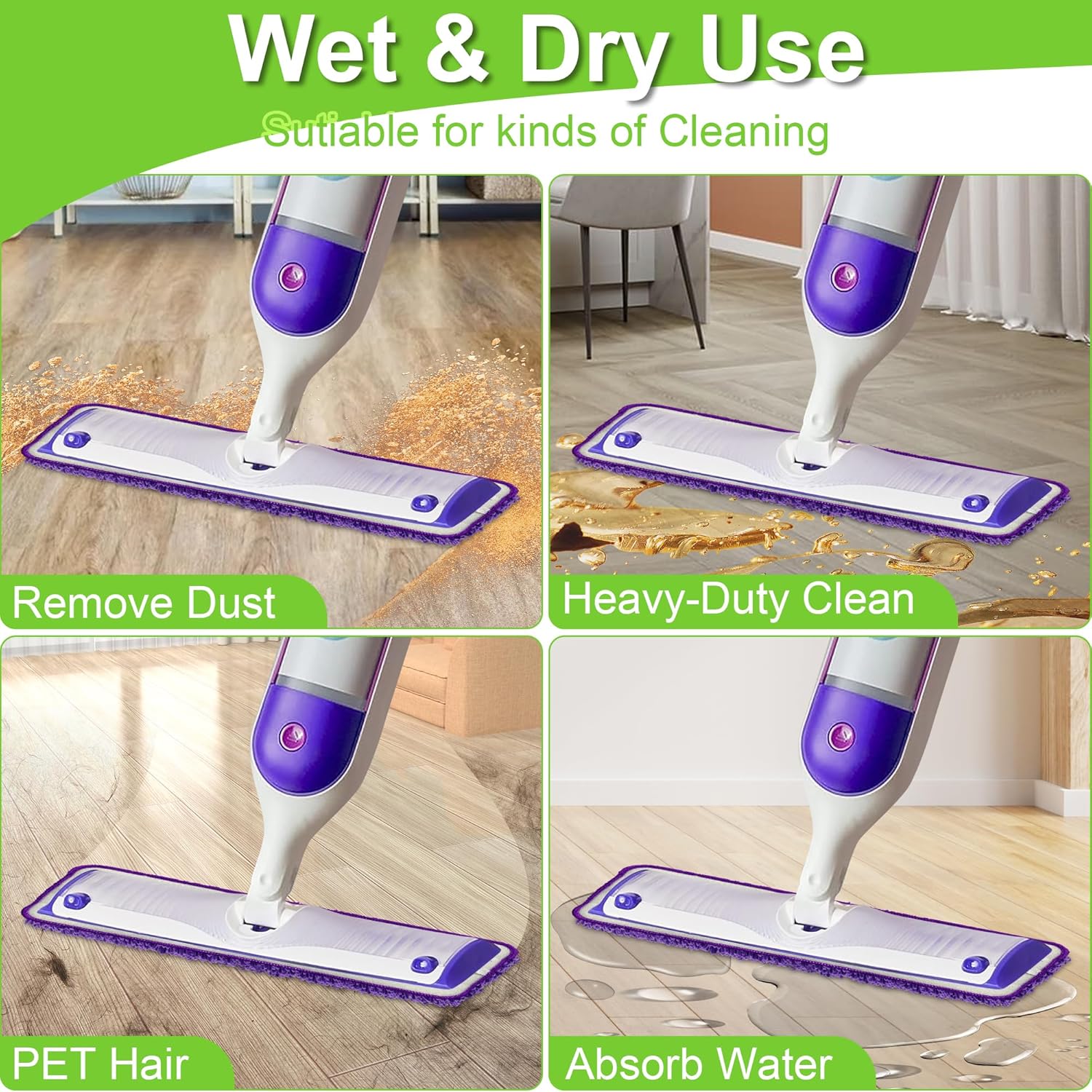 Aifacay Reusable Swiffer Mop Pads 6 Pack for 13-15 Spray Mop