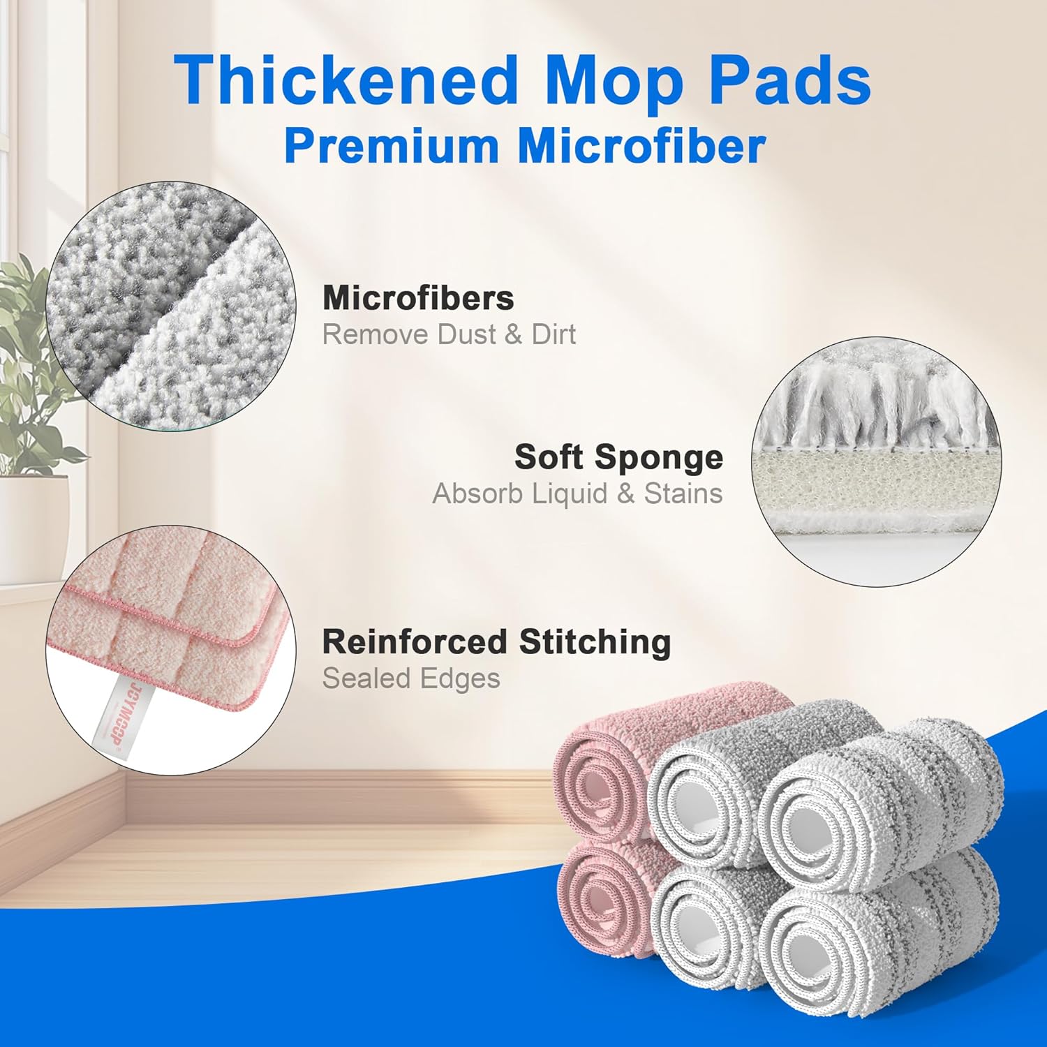 JOYMOOP Microfiber Mop Pads Replacement 6 Pack