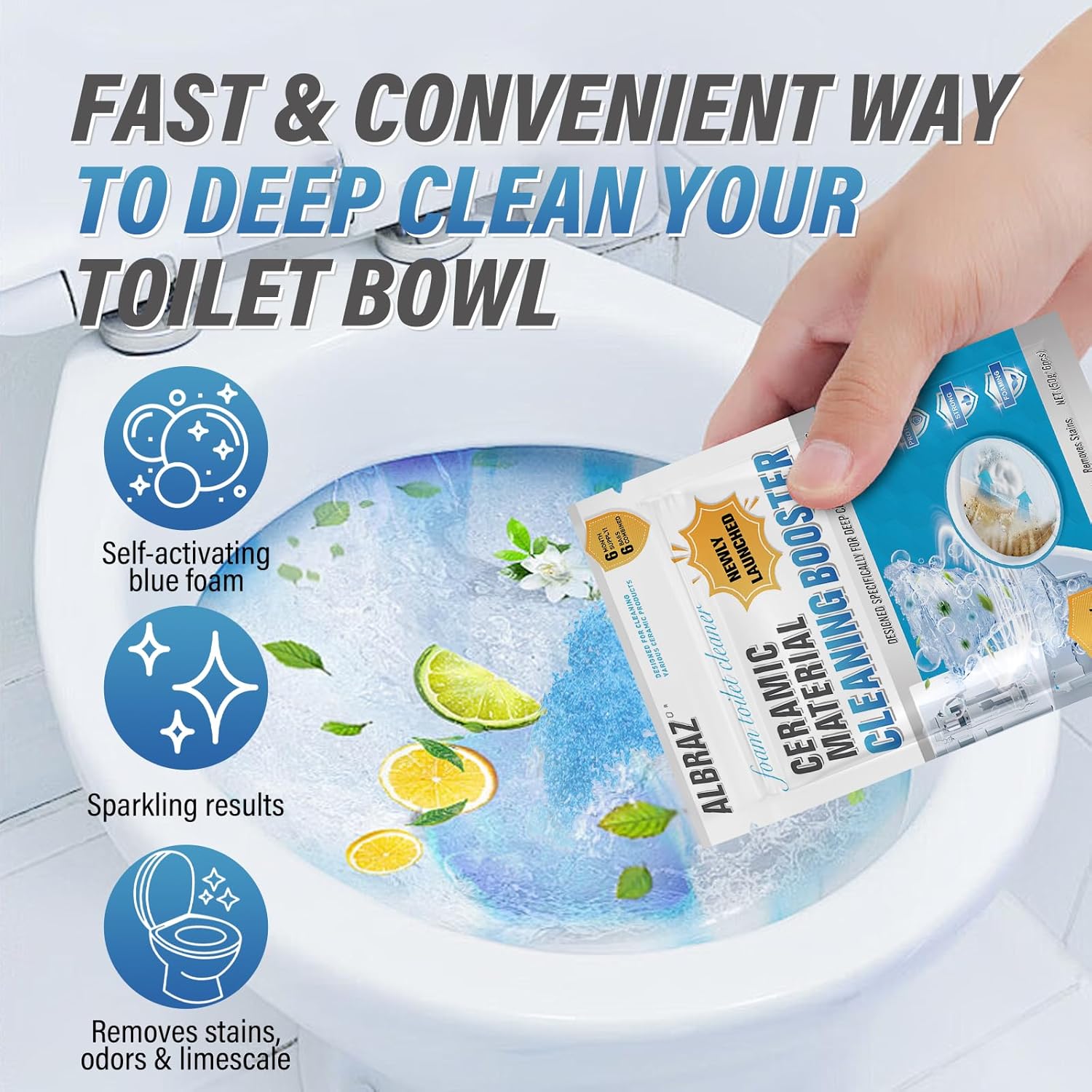 ALBRAZ Splash Foam Toilet Cleaner - Automatic Deep Clean