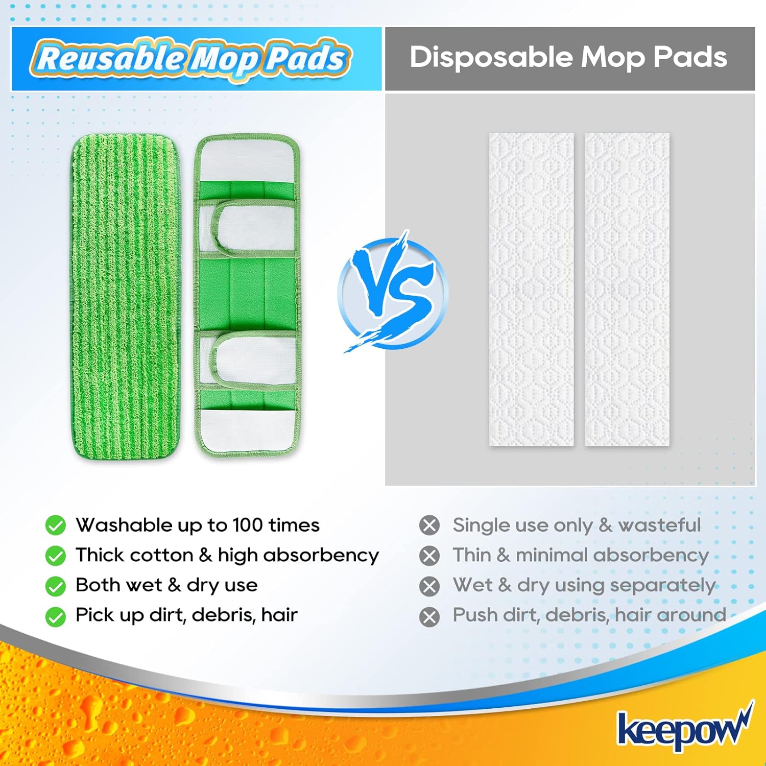KEEPOW XL Wet Pads Refills for Swiffer XL - 4 Pack