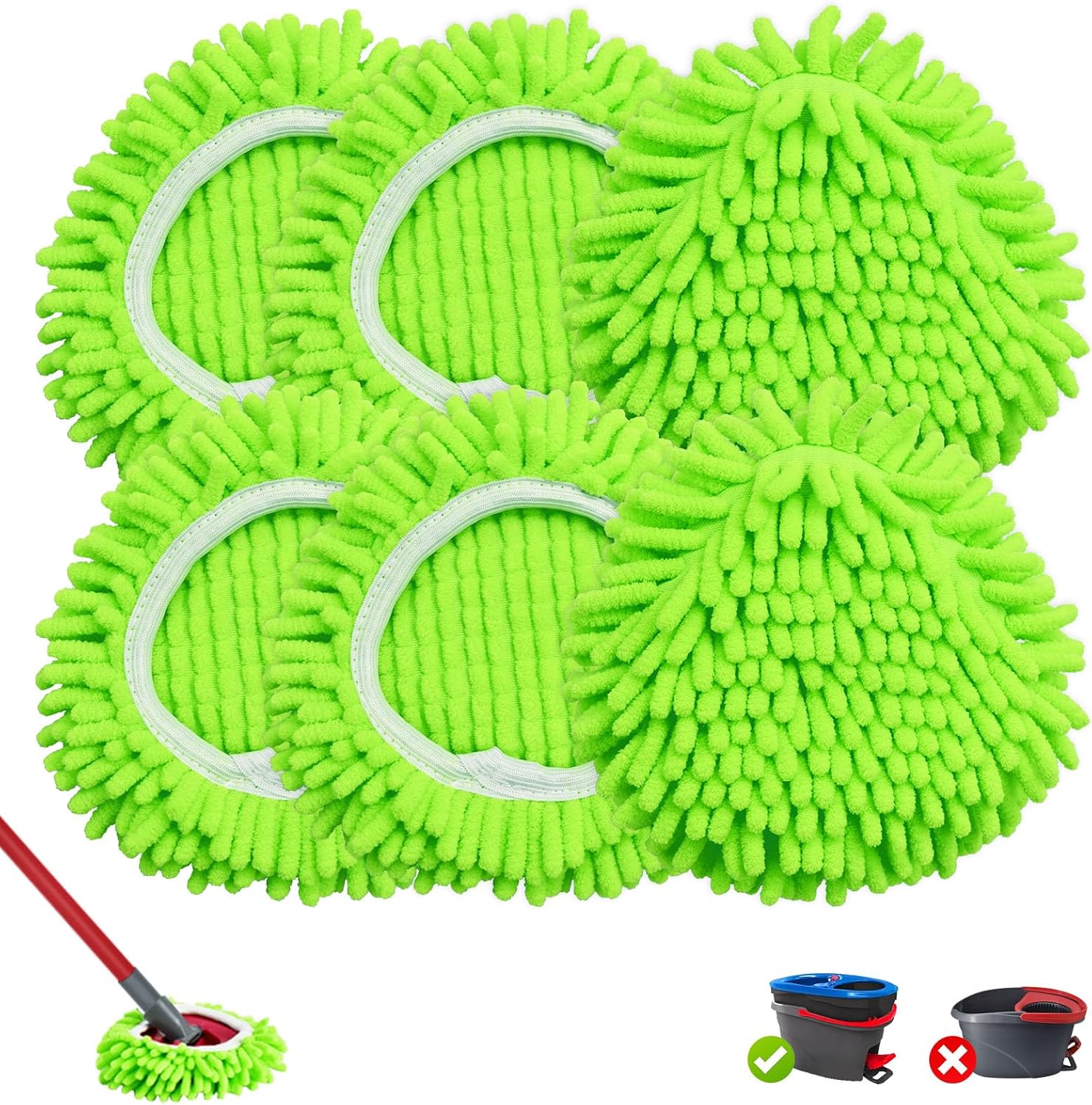 DLAIMI 6 Pack Spin Mop Replacement Heads