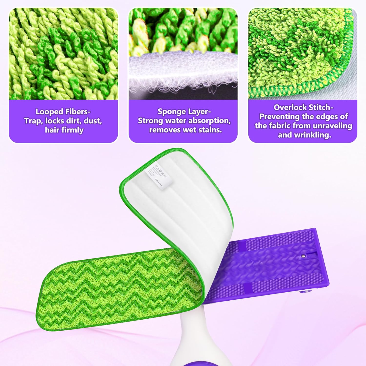 ENSPOWAY Reusable Mop Pads 6-Pack for Swiffer PowerMop