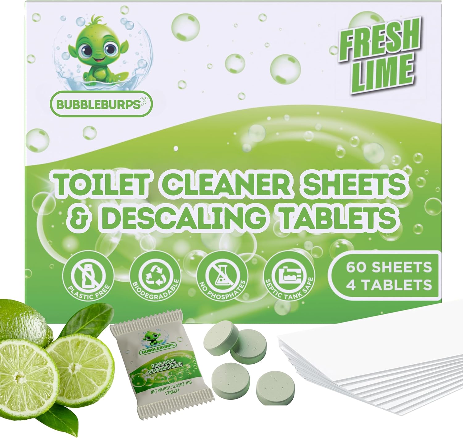 Bubbleburps Toilet Cleaning Sheets Descaler Tablets COMBO