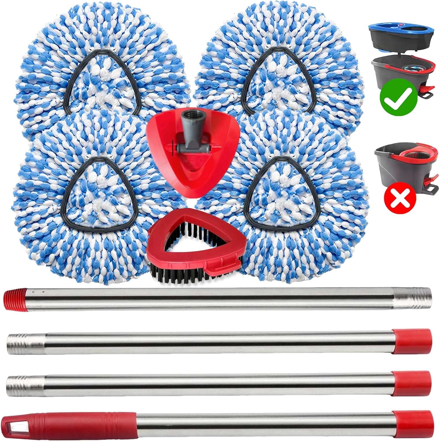 Fazlynyi Spin Mop Replacement Heads 2-Tank System
