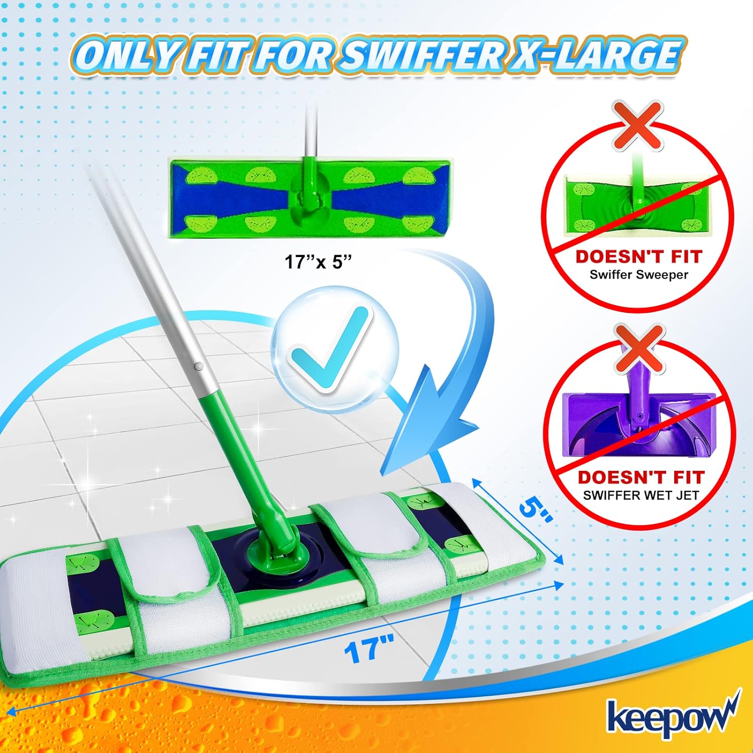 KEEPOW XL Wet Pads Refills for Swiffer XL - 4 Pack
