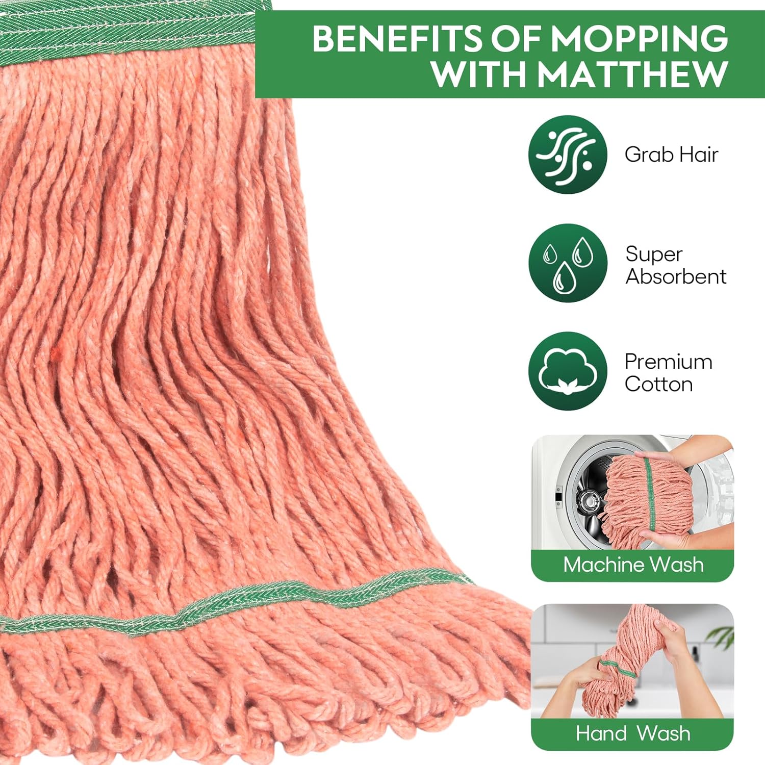 L Luke Supply Matthew Heavy Duty Mop Head Replacement - Pack of 3