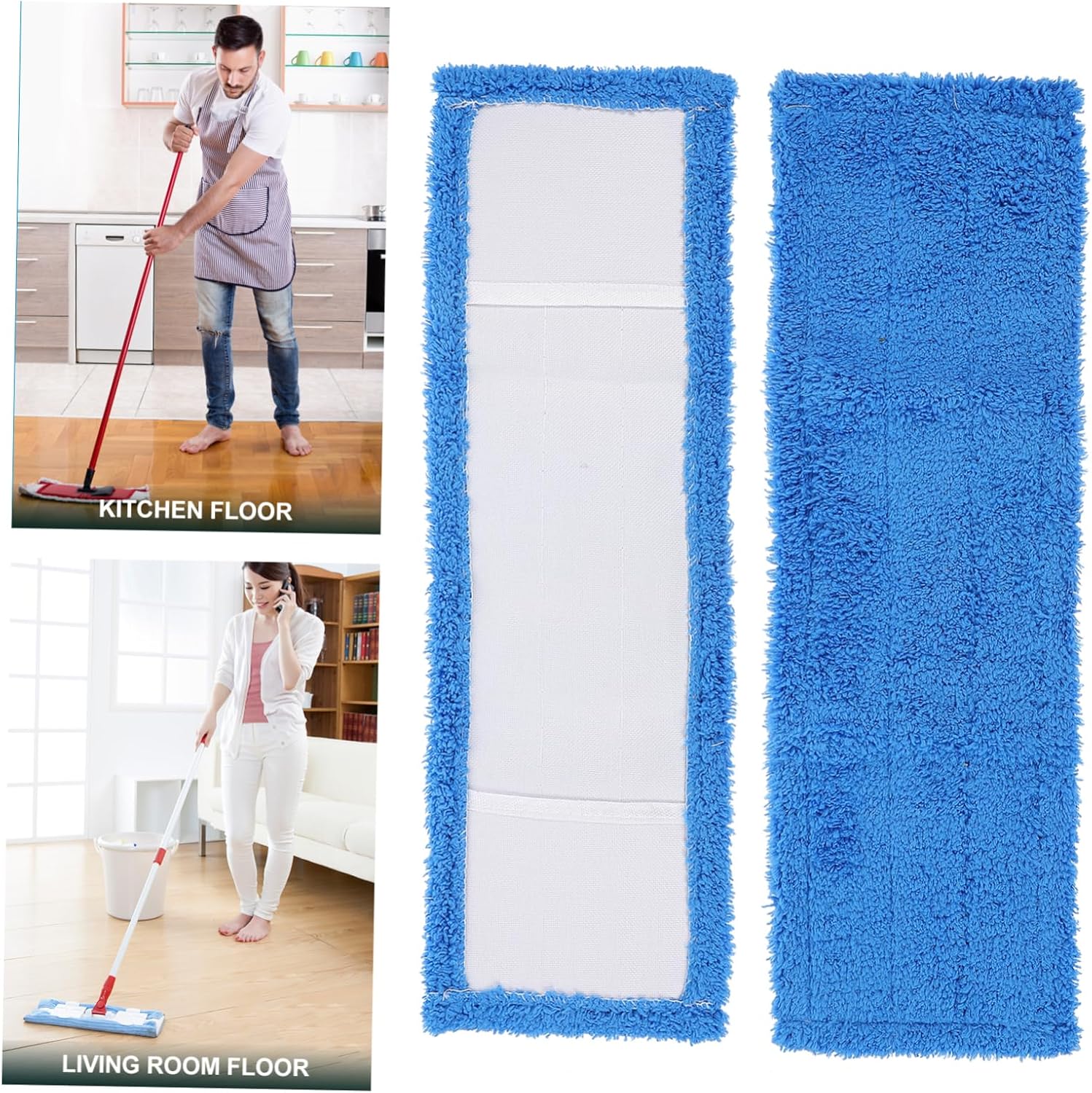 SHERCHPRY Coral Fleece Microfiber Mop Head Refill Pads 4-Pack