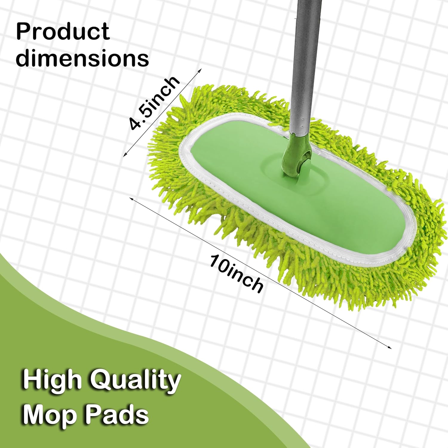 Rwotlls Reusable Microfiber Mop Pads 4 Pack Green