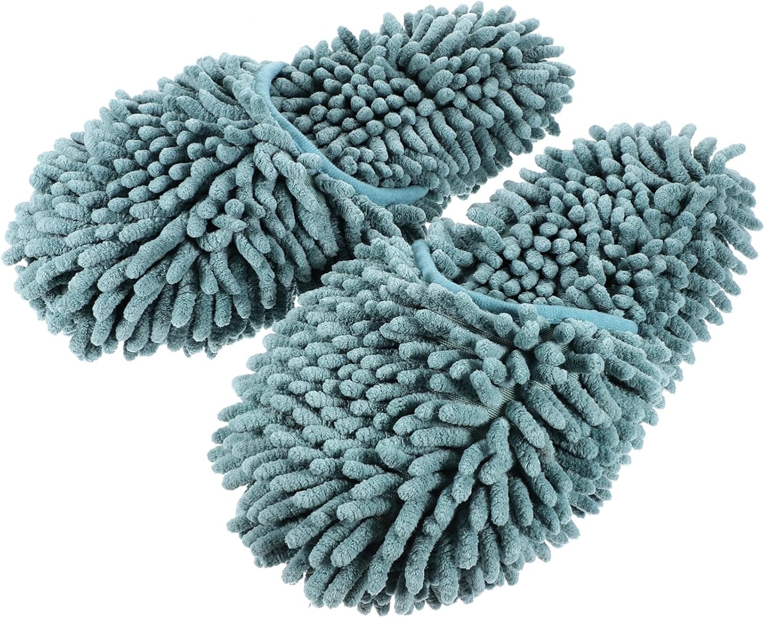 1 Pair Minkissy Mop Slippers Reusable Non-Slip Gray-Green