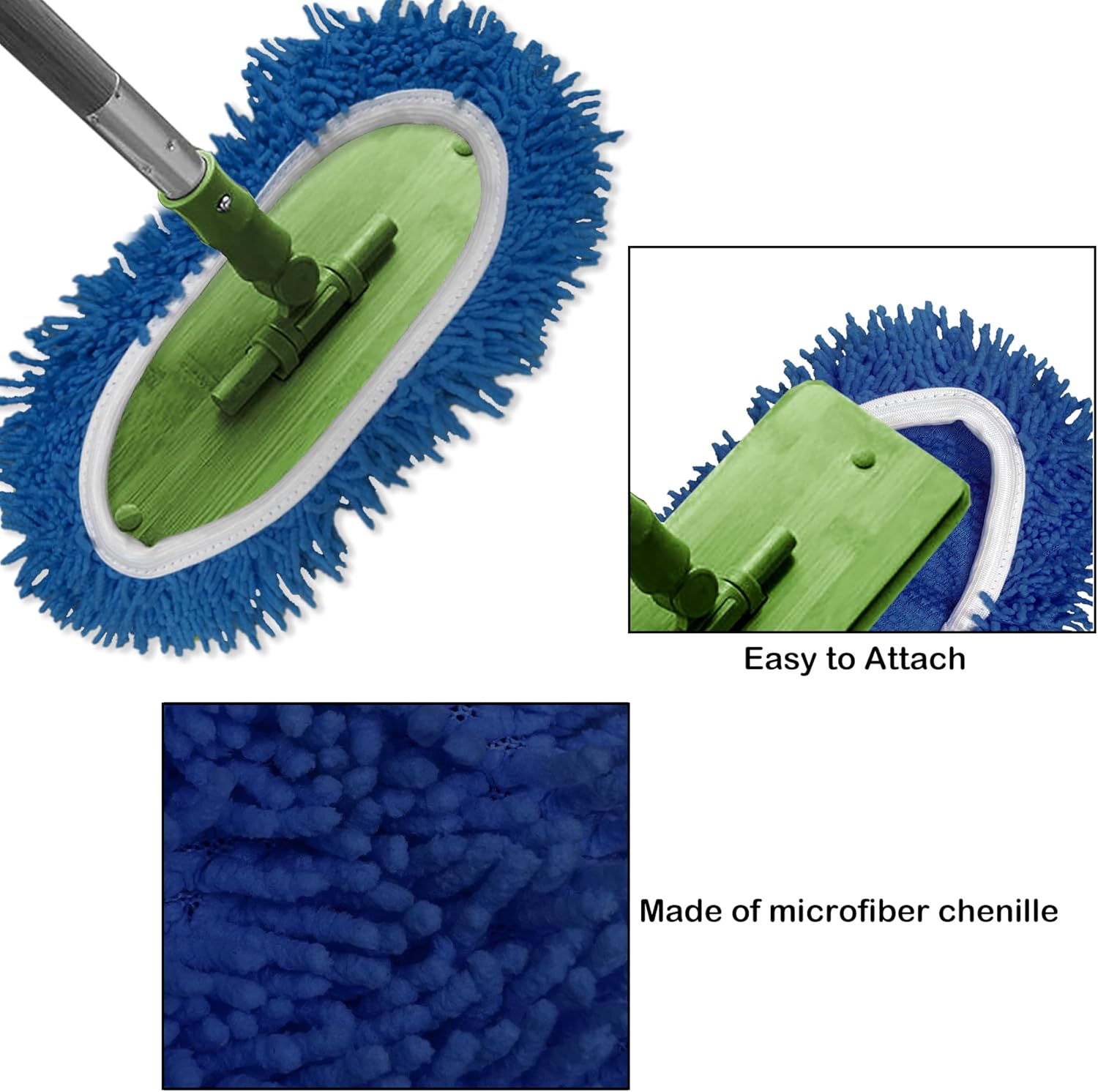 Reusable Microfiber Mop Pads 4 Pack - Blue