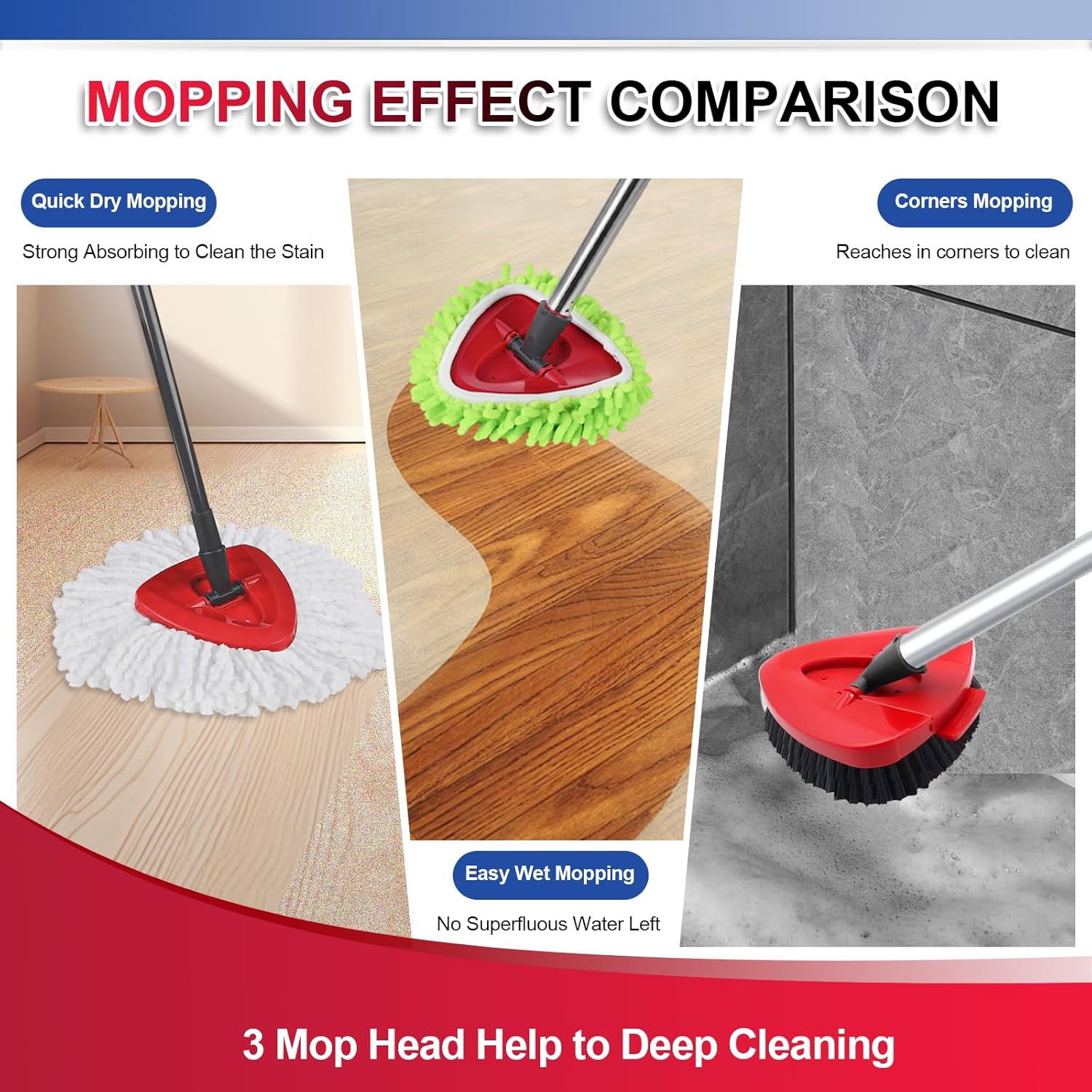 BywoBywo 3 Pack Reusable Microfiber Mop Pads for O-Cedar EasyWring