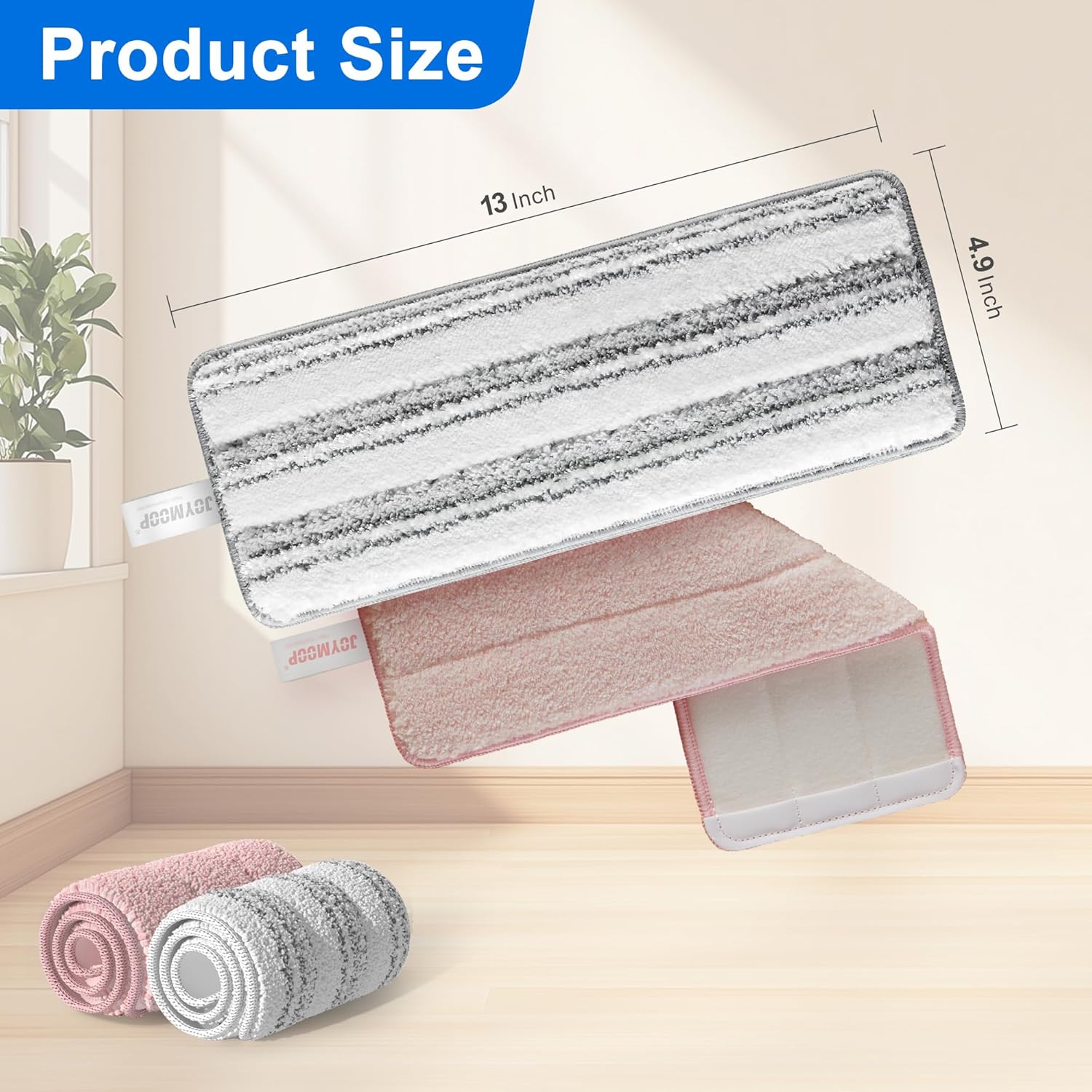 JOYMOOP Microfiber Mop Pads - Stripe Pink Pack of 2