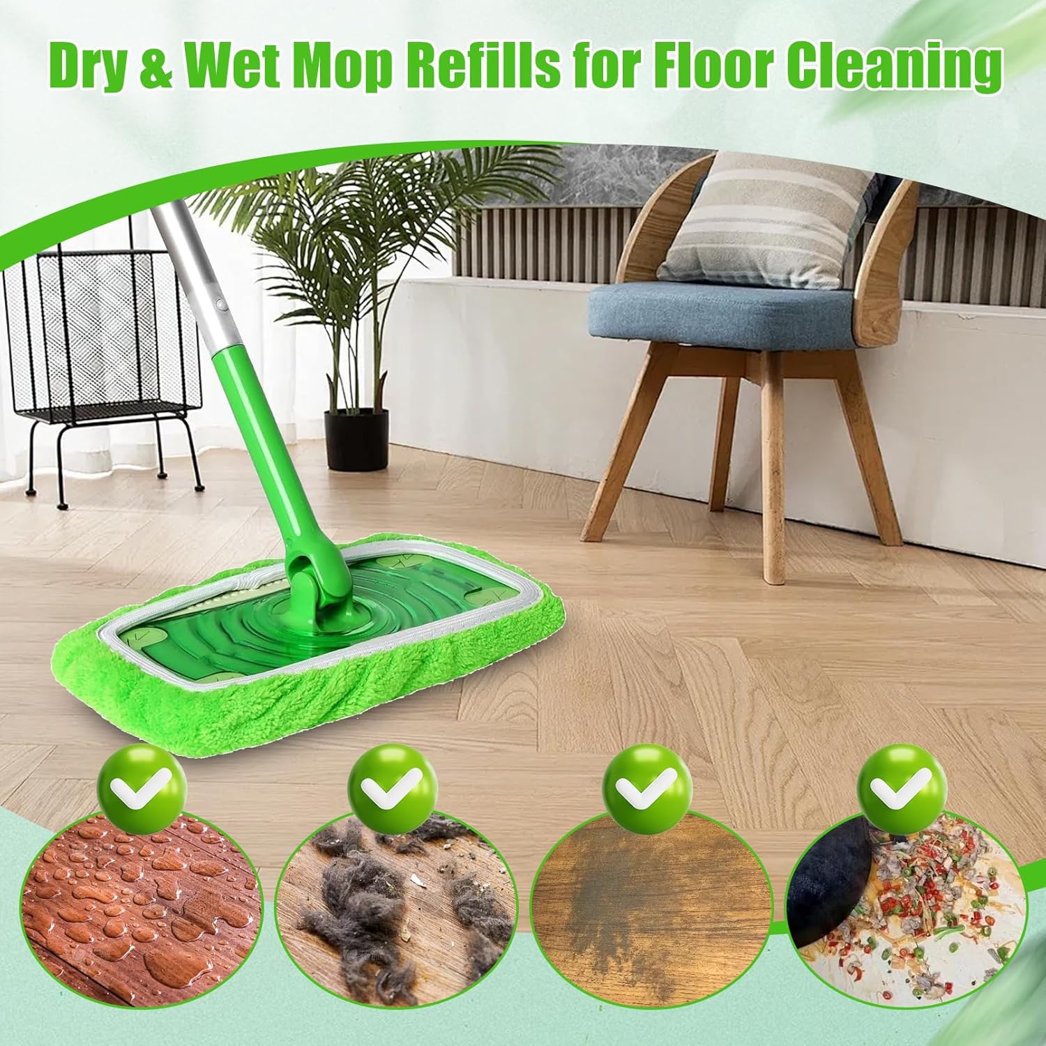 6 Pack Reusable Microfiber Mop Pads for Swiffer Sweeper 1