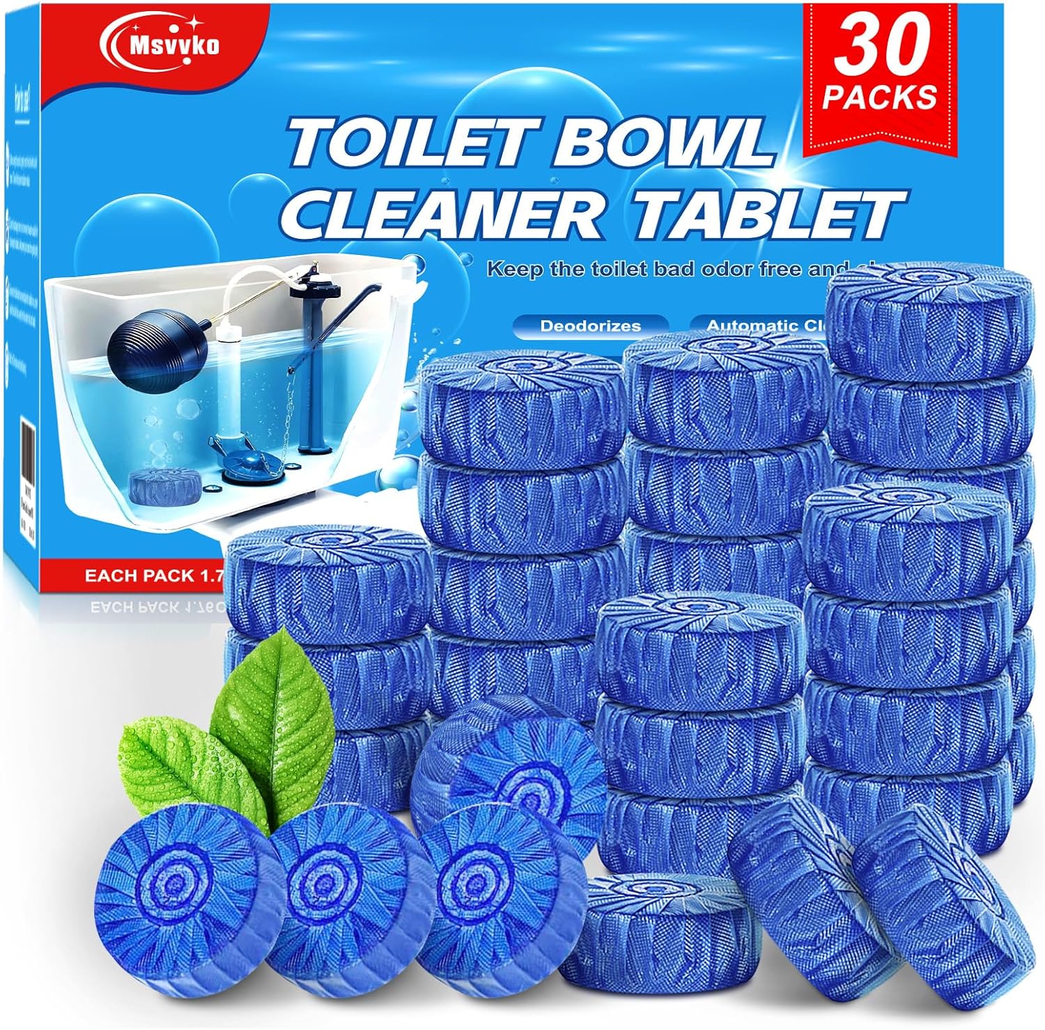Msvvko Toilet Bowl Cleaner Tablets 30 Tabs Septic Safe Fresh Scent