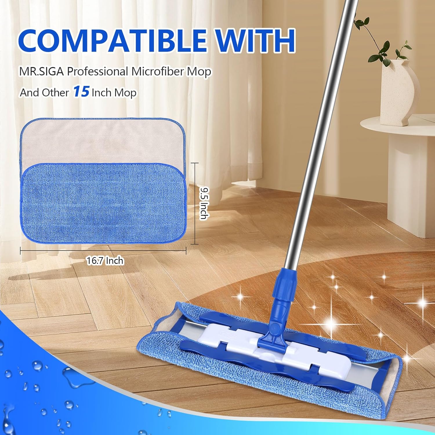 Yicotira Microfiber Mop Refills 4 Pack - Reusable Replacement for MR SIGA