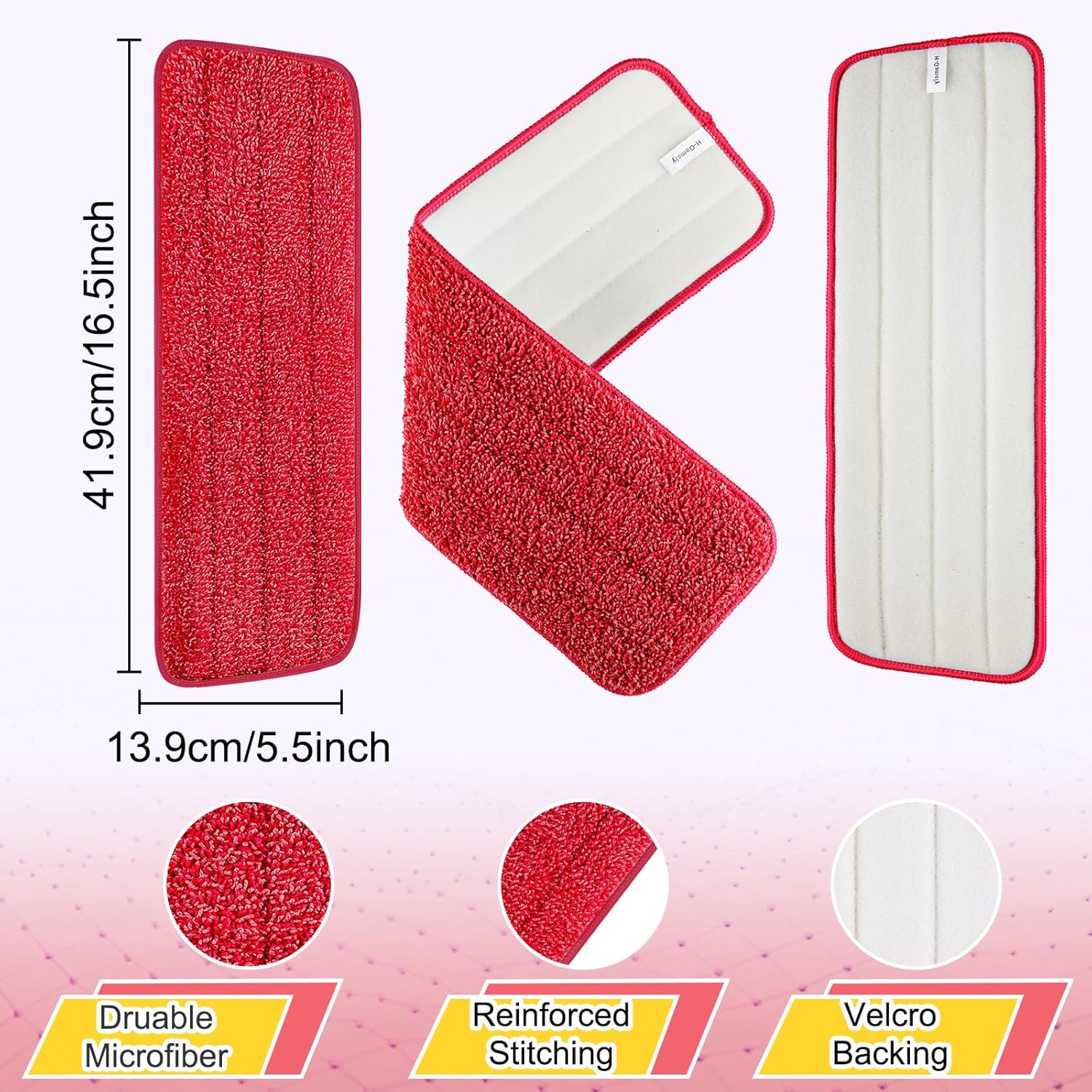 H-Gamely 165 Inch Reusable Mop Pads for Bona System