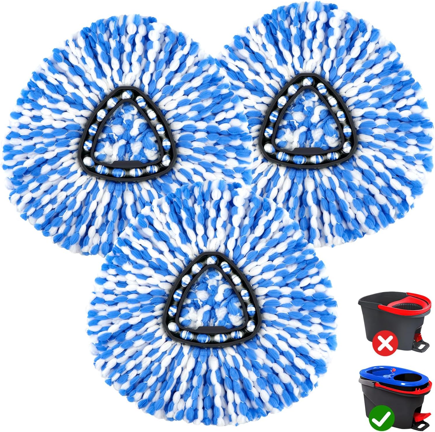 GLIMGLINT Mop Replacement Heads 3 Pack for RinseClean 2 Tank System