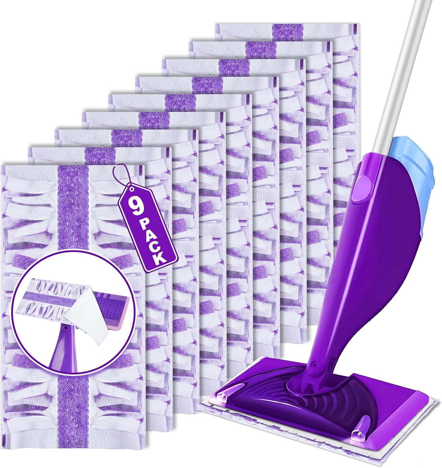 FORSPEEDER 9 Count Mopping Pads Refills for Swiffer WetJet
