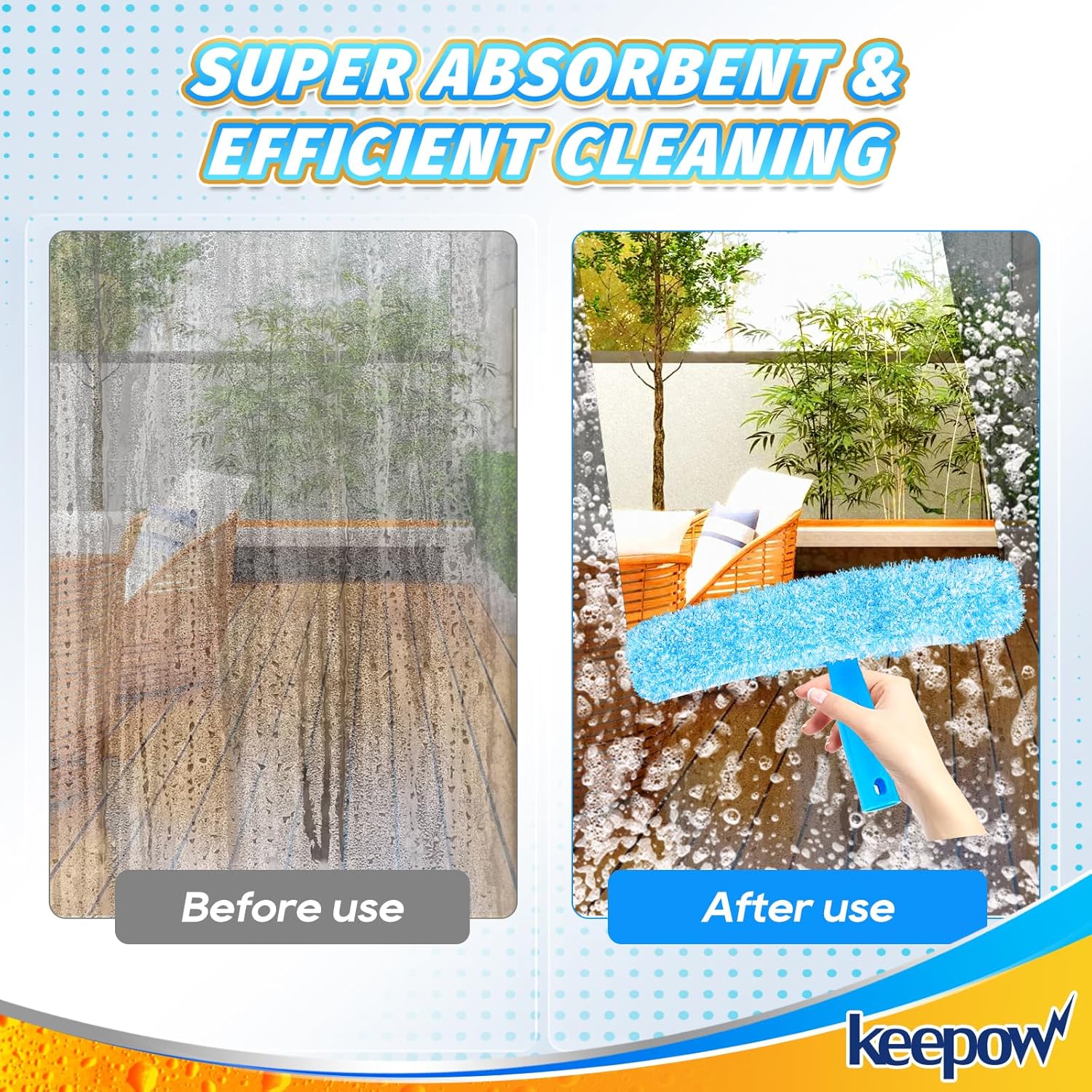 KEEPOW 14 Inch Microfiber Replacement Mop Pad