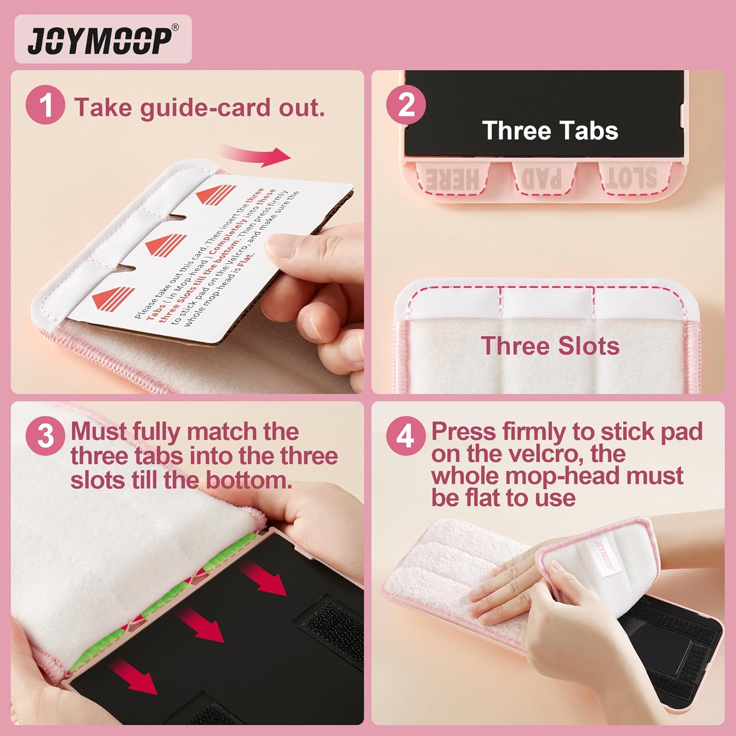 JOYMOOP Microfiber Mop Pads - Stripe Pink Pack of 2