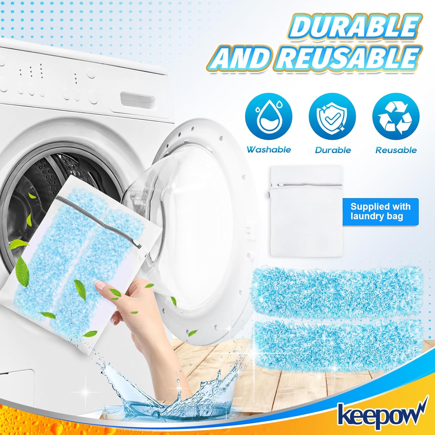 KEEPOW 10 Inch 4 Pack Microfiber Replacement Pads