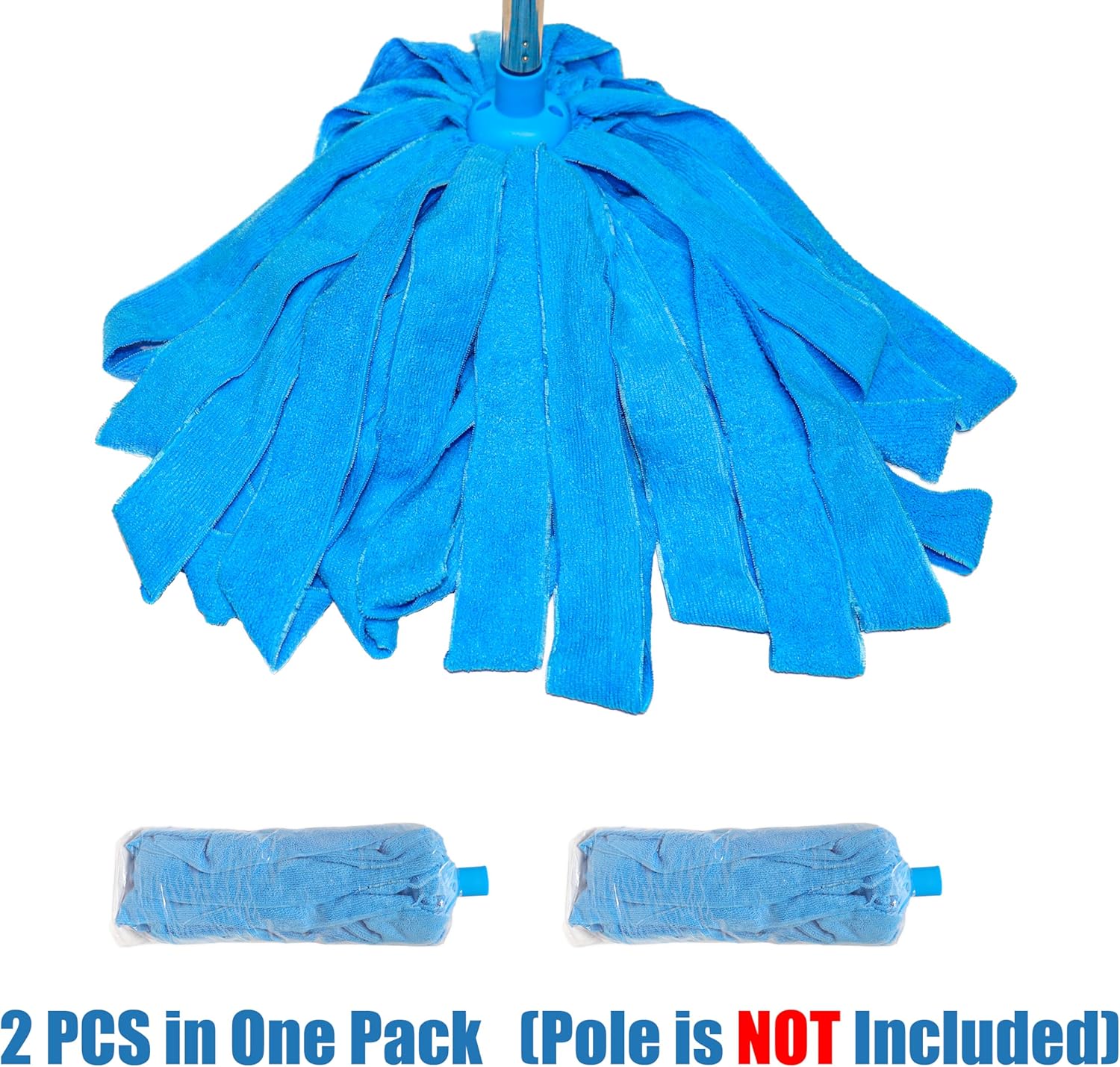 2 Pack Blue Microfiber Mop Refill for 34 Inch Pole