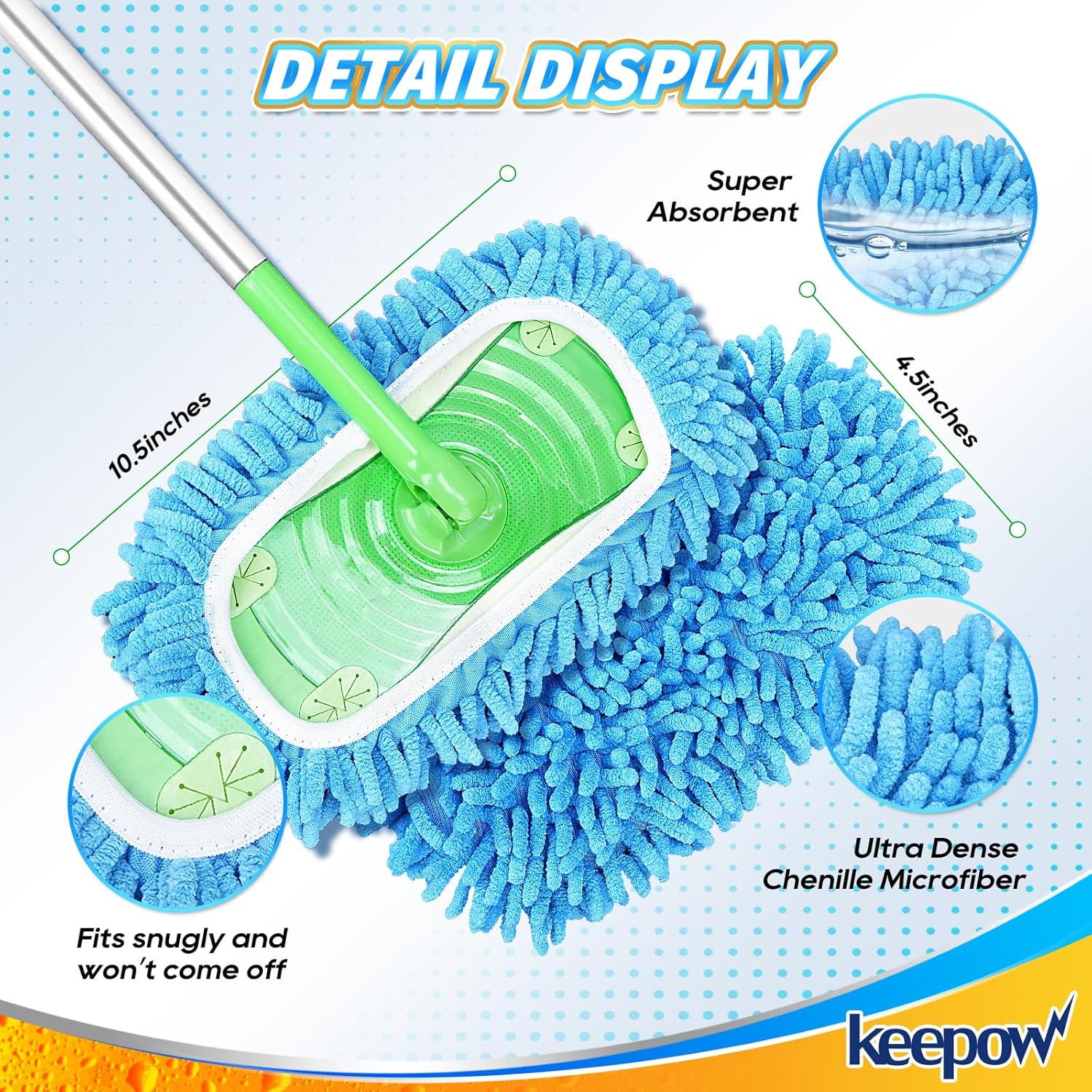 KEEPOW Reusable Microfiber Mop Pads 2 Pack 1