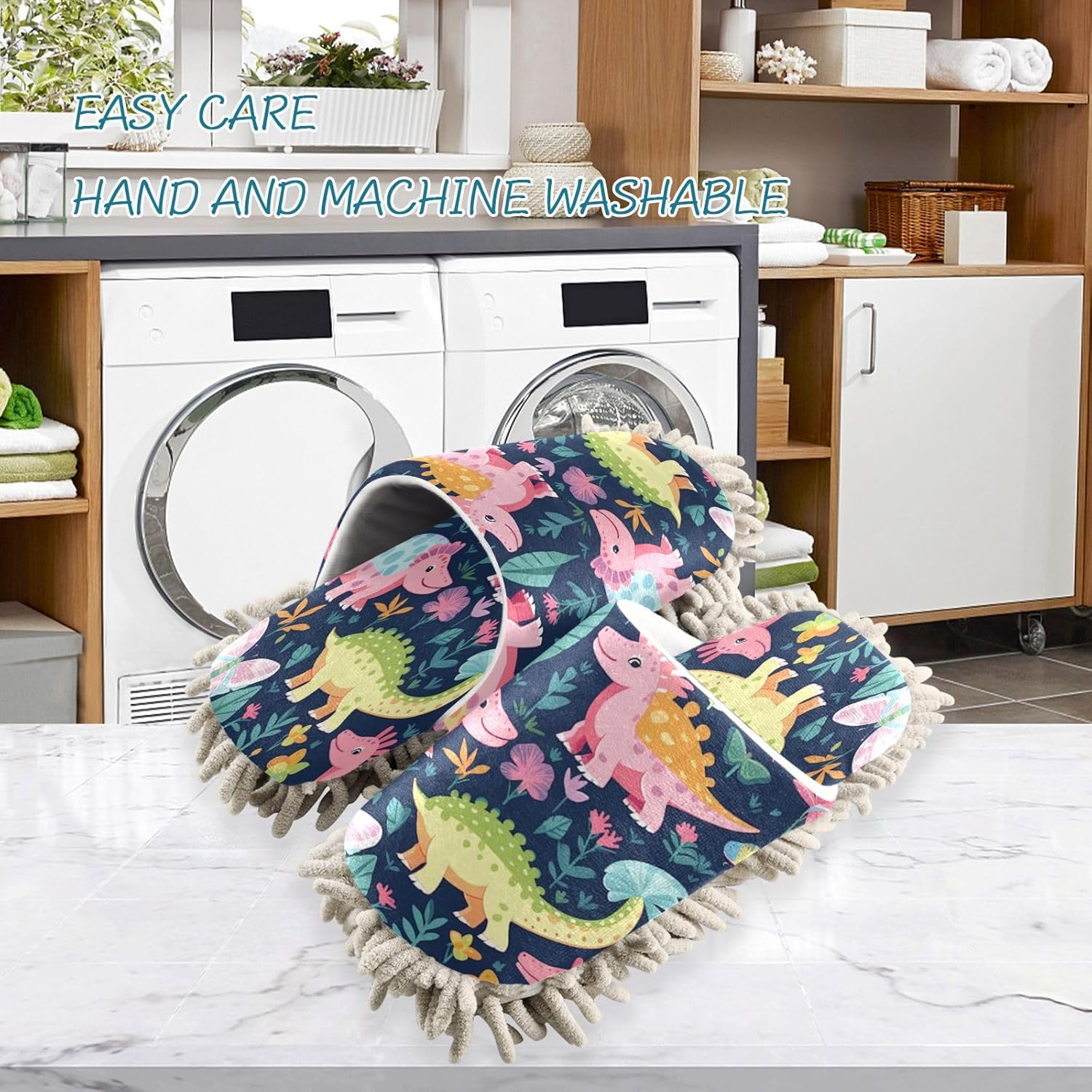 Bulletgxll Cute Dinosaur Cleaning Slippers - M
