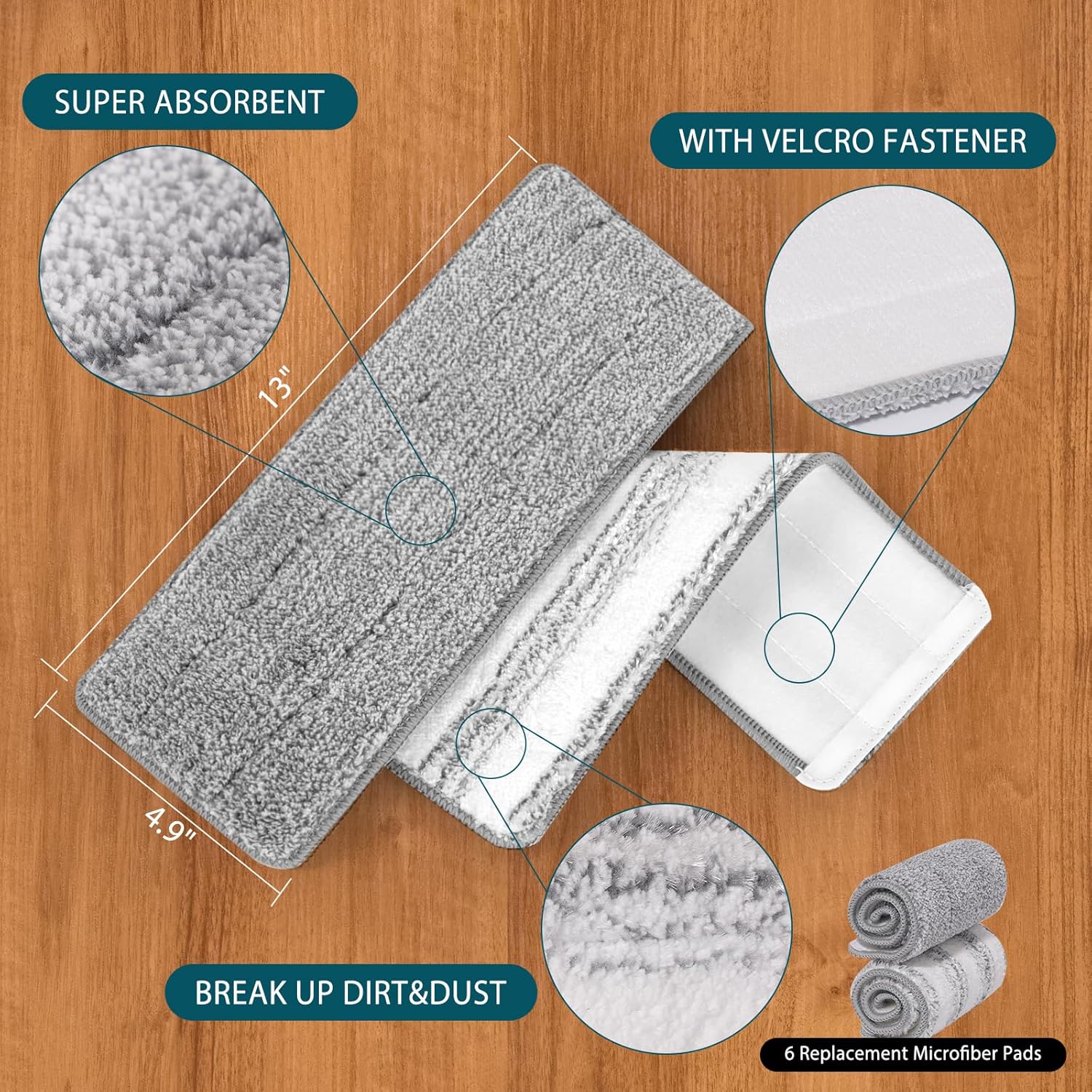 Yicotira Microfiber Mop Pads - 33 Pack for 13 x 49 Flat Mop