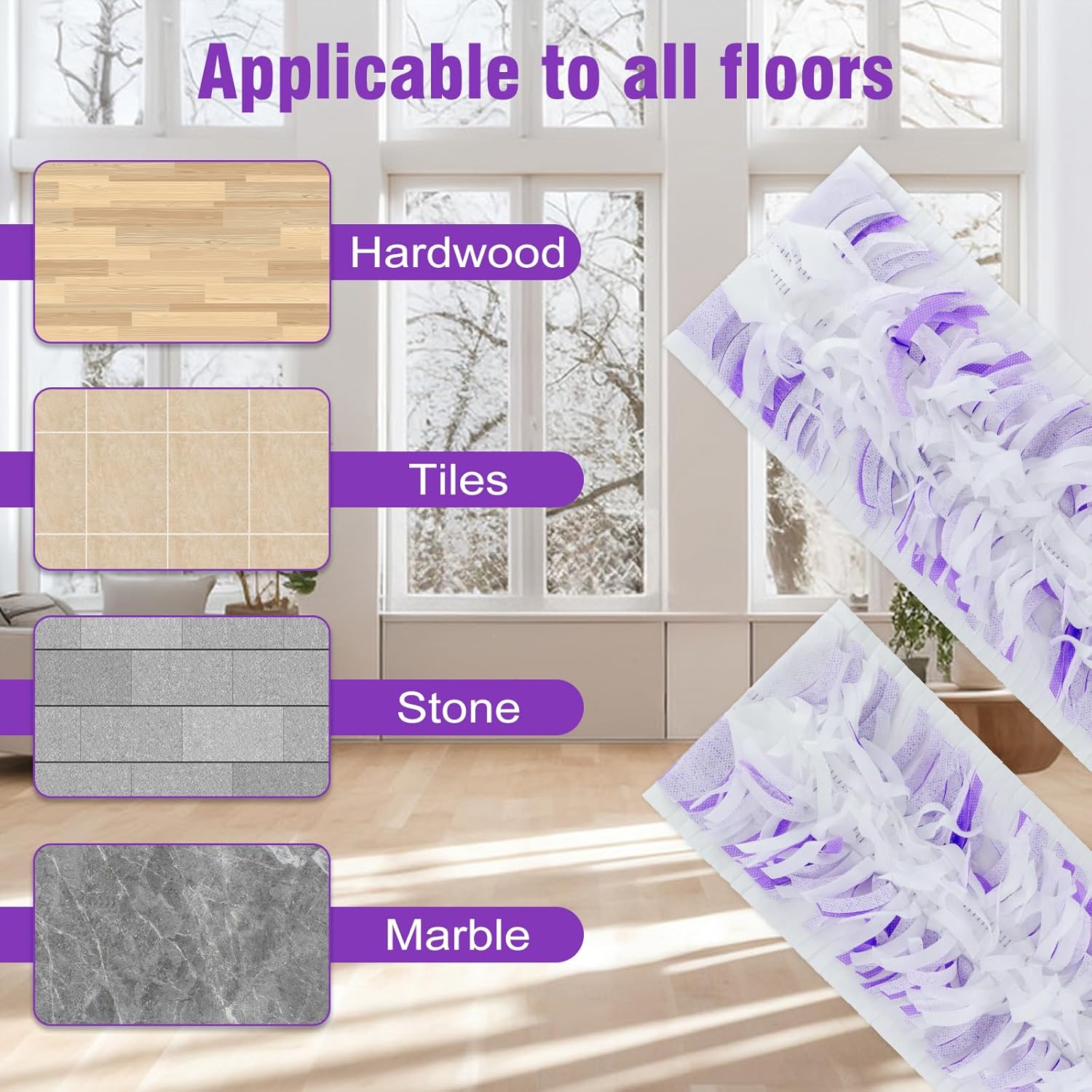 15 Pack ZQZiQi PowerMop Refill Pads for Multi-Surface Wood