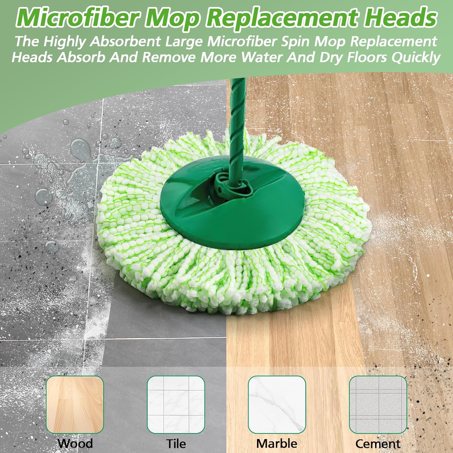 Zeekech 6 Pack Mop Head Refills for Libman Tornado Spin Mop