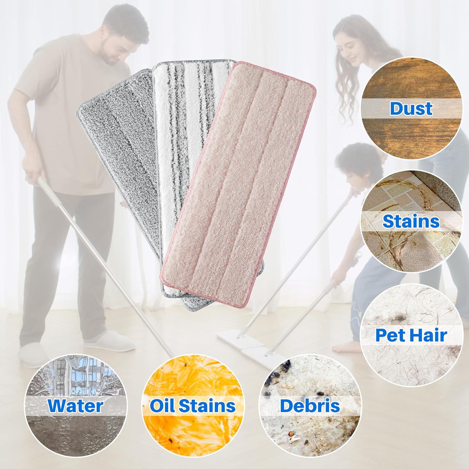 JOYMOOP Microfiber Mop Pads Replacement 6 Pack
