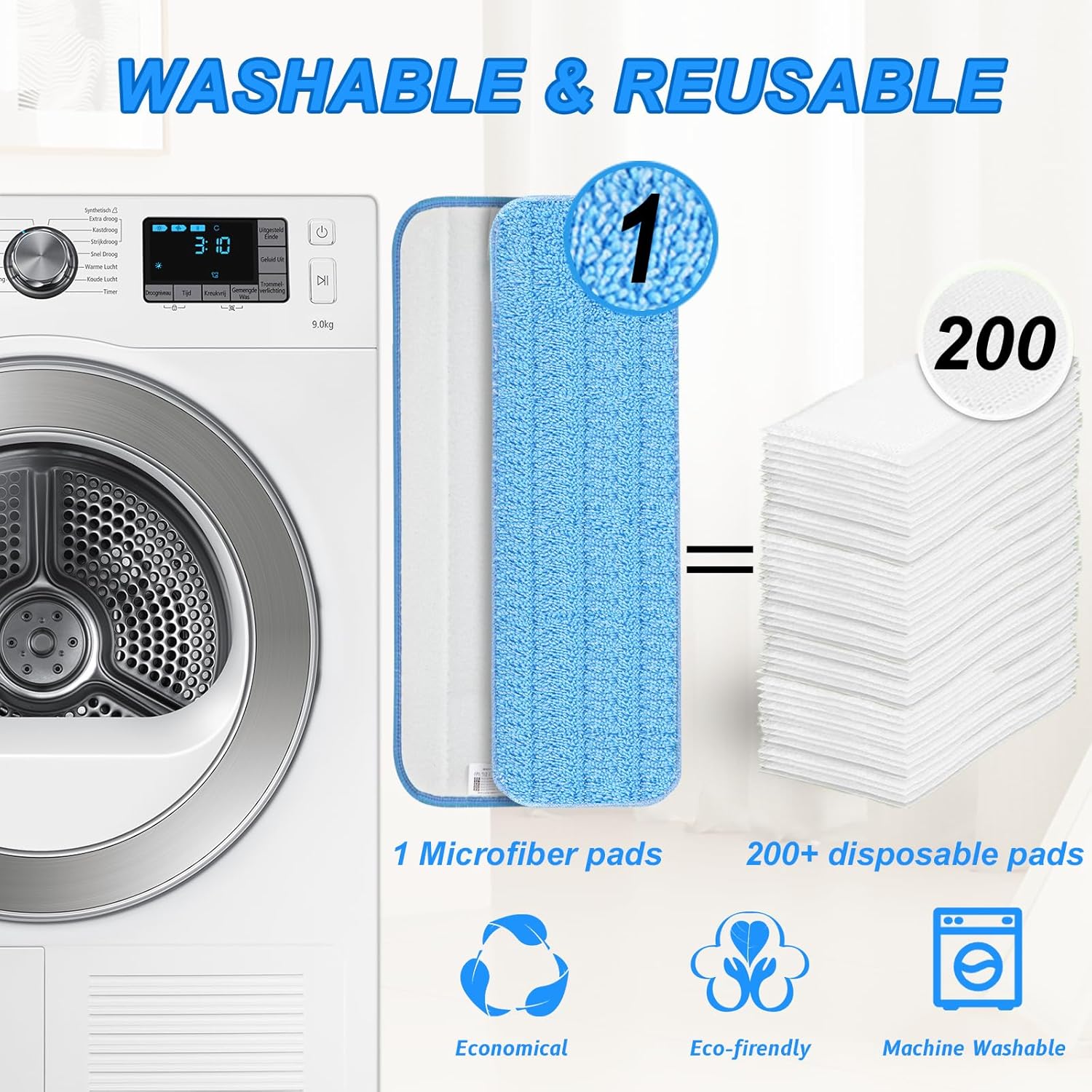 5 Pack Reusable Mop Pads for Swiffer PowerMop