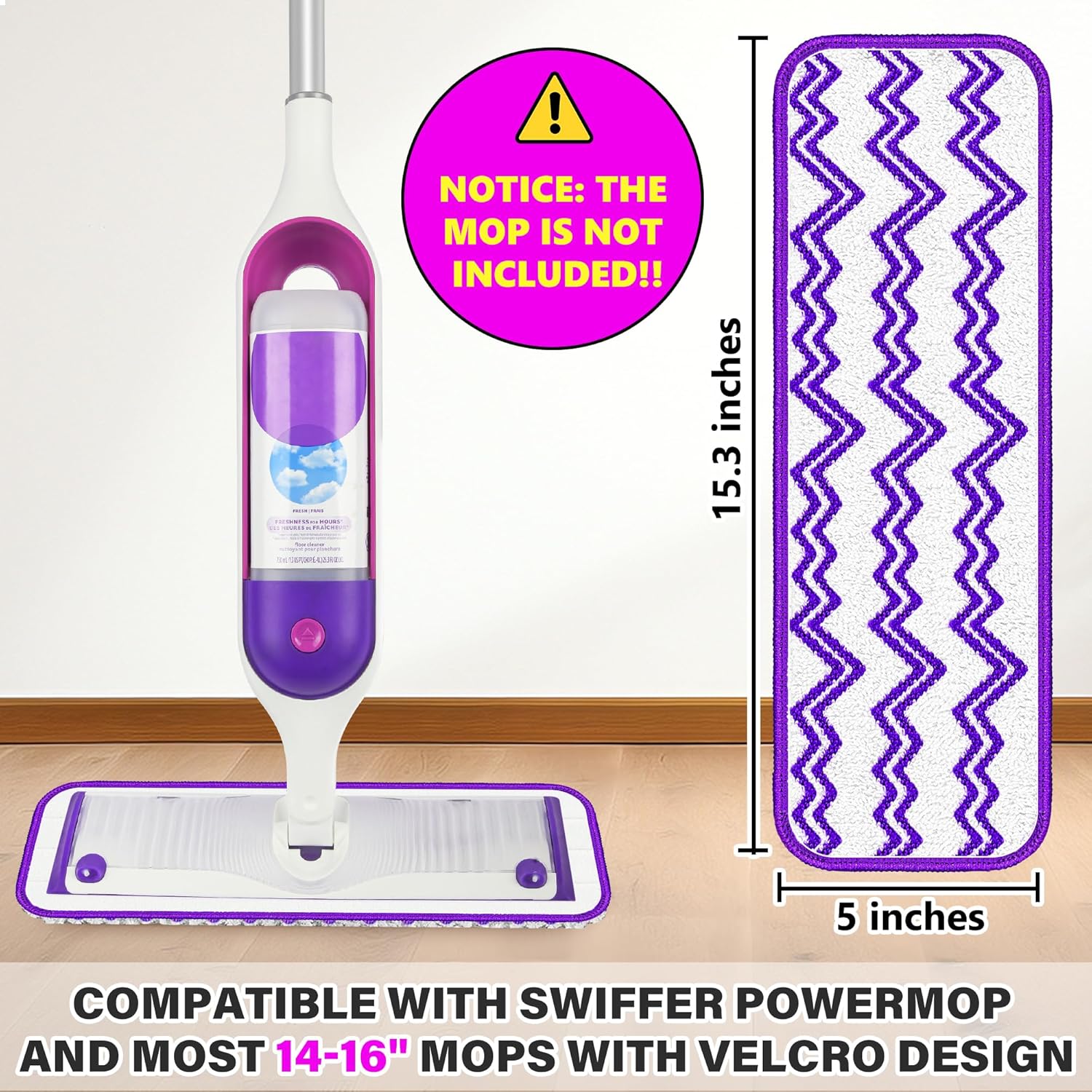 ILAVCLEAN Reusable Mop Pads 6 Pack for Swiffer PowerMop 1