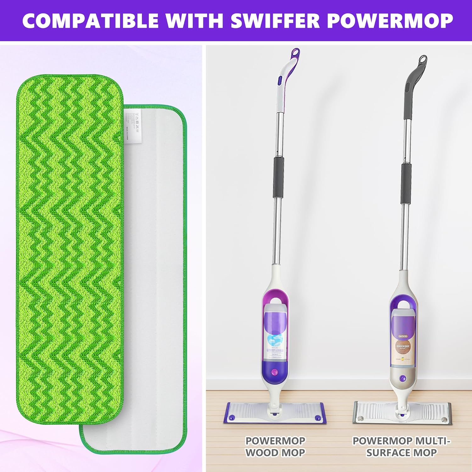 ENSPOWAY Reusable Mop Pads 6-Pack for Swiffer PowerMop
