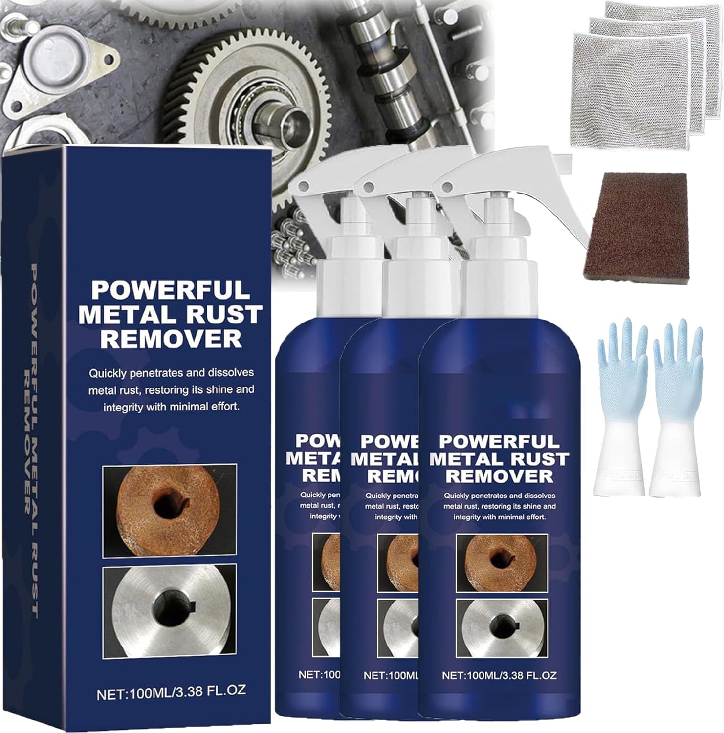 2024 Powerful Rust Remover Spray 100ml 3PCS for Tools Cars Metals