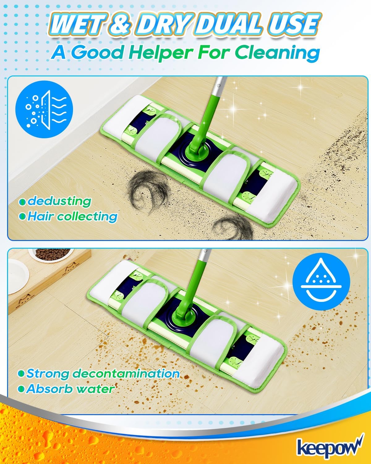 KEEPOW 6 Pack Microfiber Mop Pads for Swiffer XL Mop