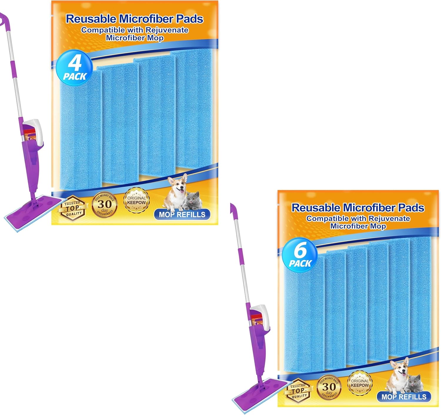 iKEEPOW 46 Pack Reusable Microfiber Mop Pads