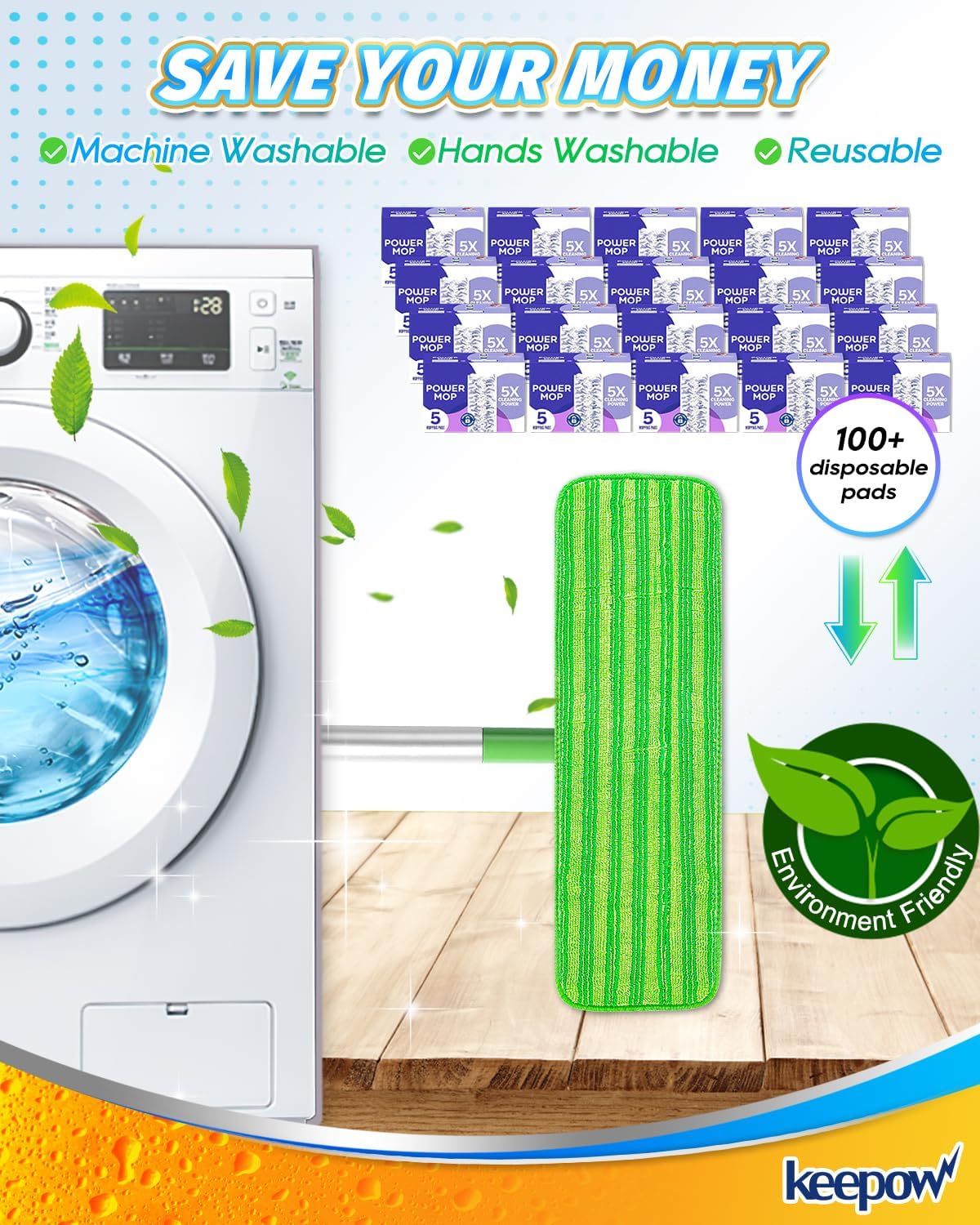 KEEPOW 6 Pack Microfiber Mop Pads for Swiffer XL Mop