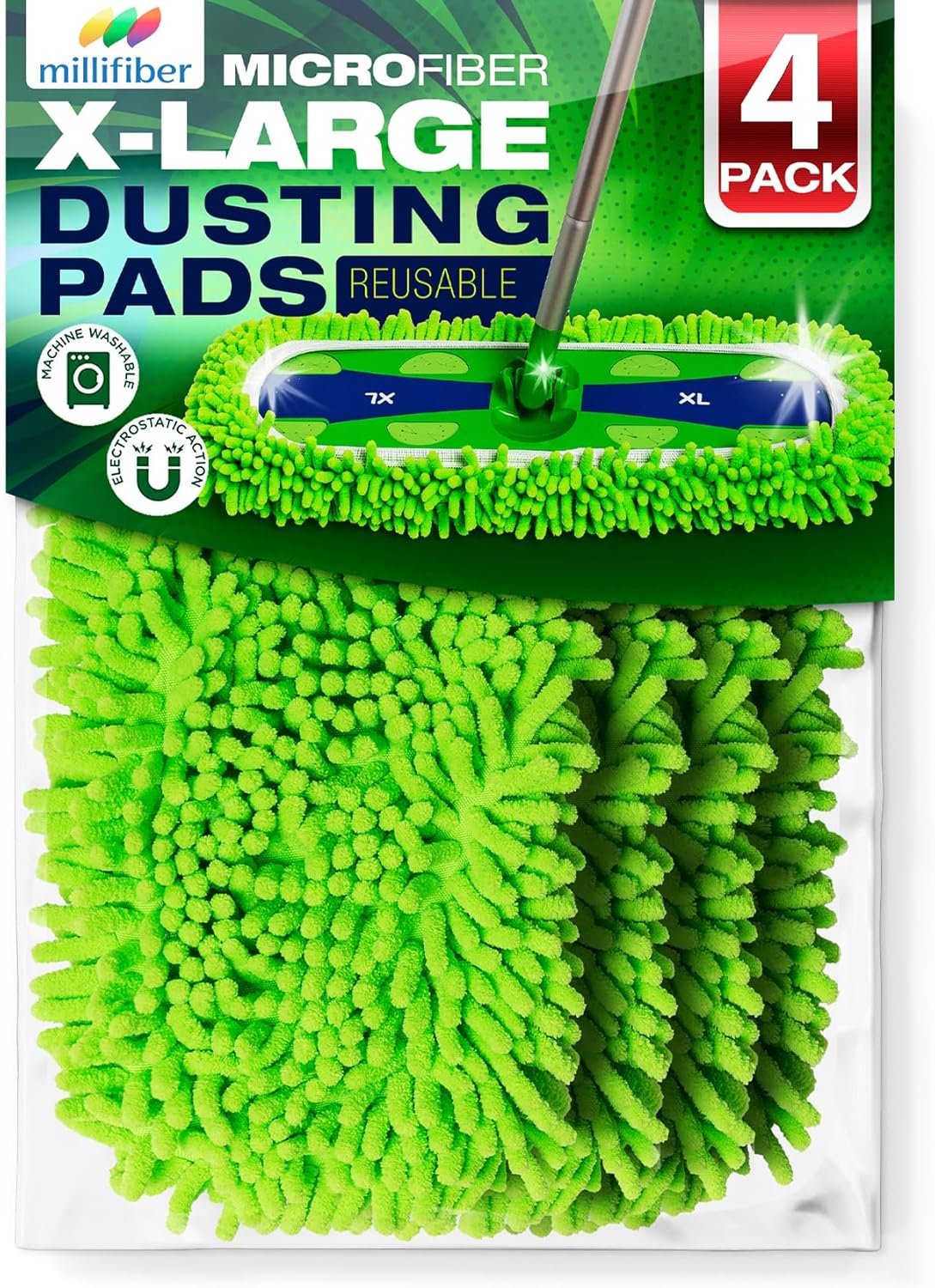 Millifiber X-Large Dust Mop Refill 4 Pack - Pet Friendly Microfiber